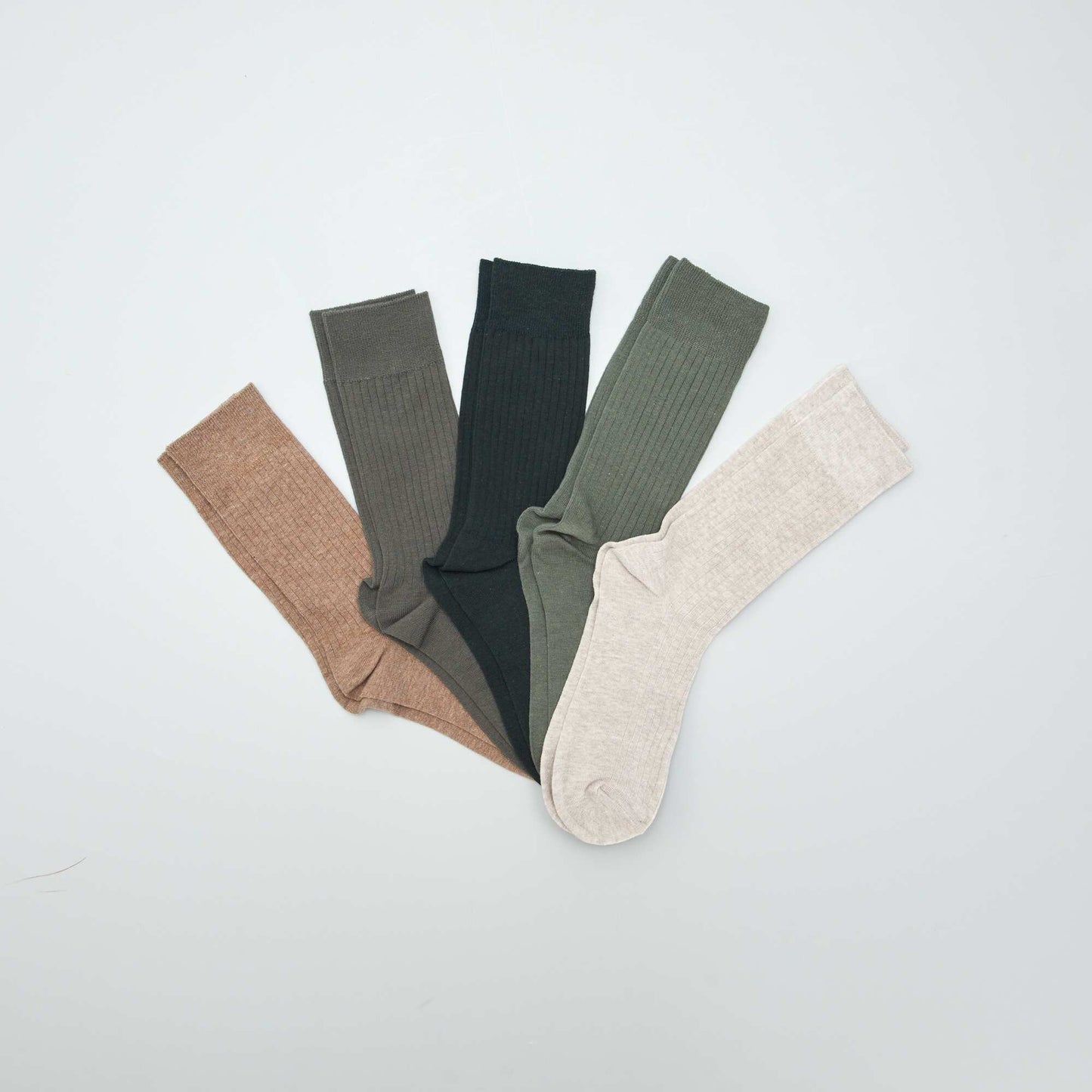 Lot de 5 chaussettes côtelées Kaki