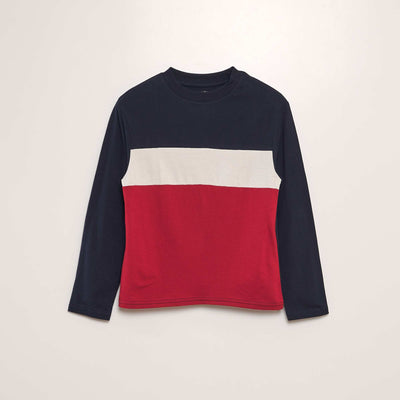 T-shirt en jersey color block Rouge/blanc/bleu marine