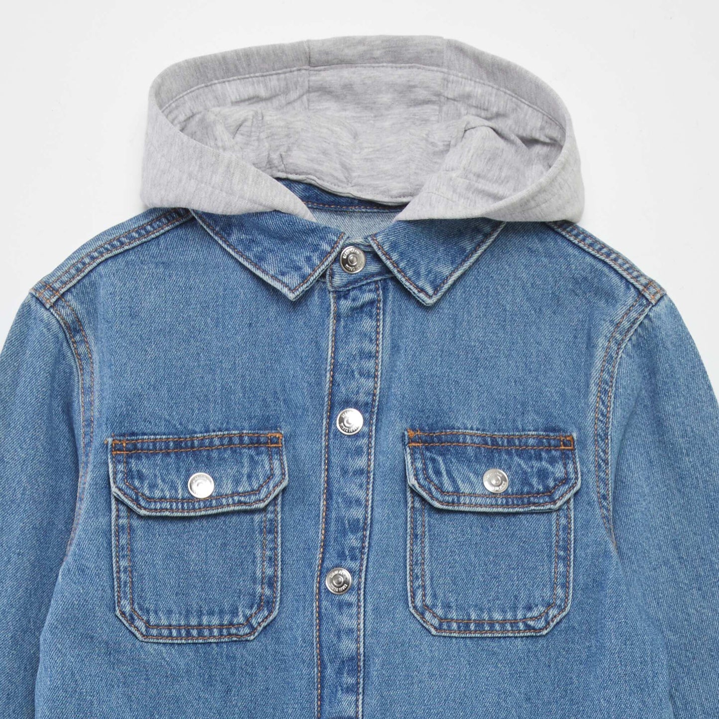Chemise en jean avec cop capuche BLEU