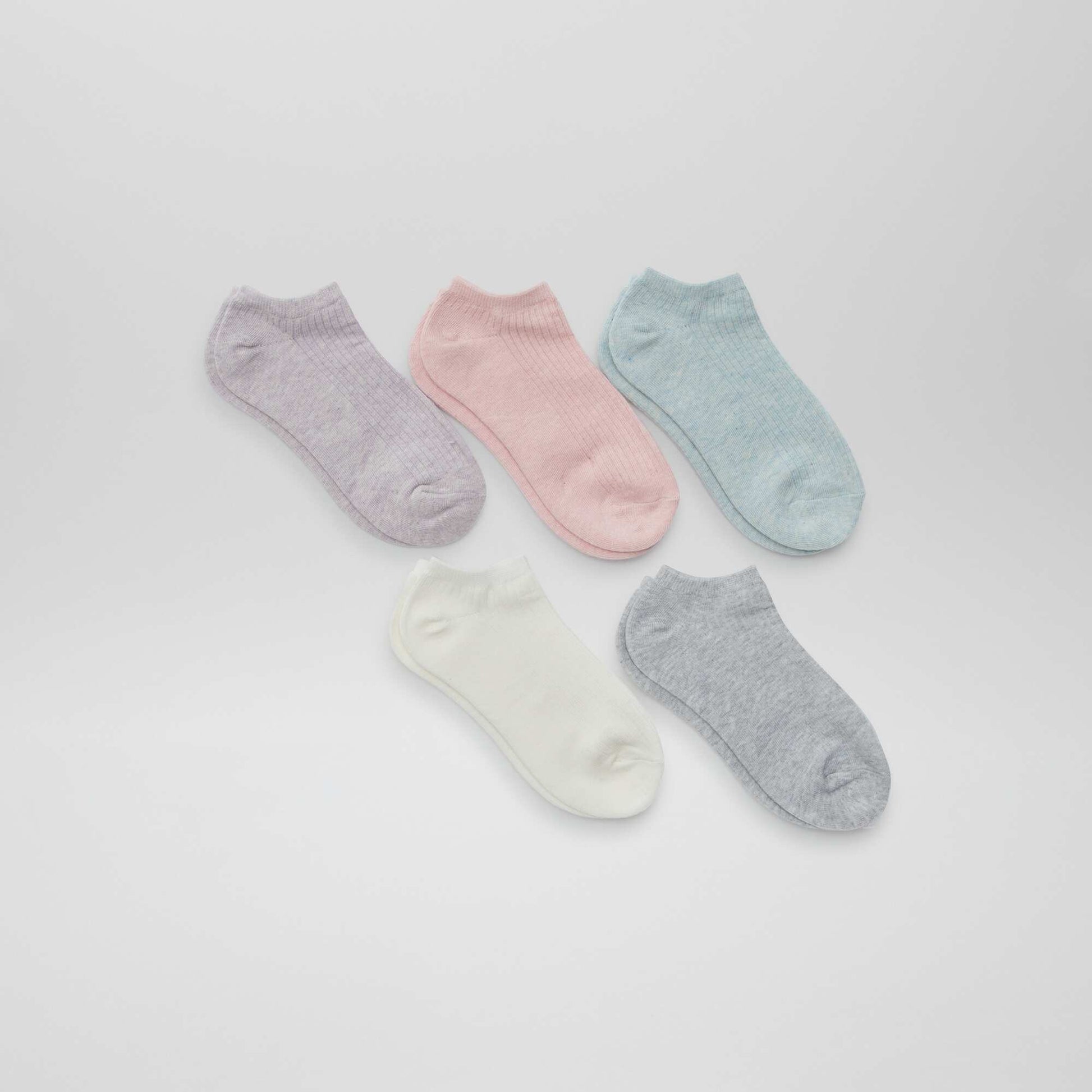 Lot de 5 paires invisibles VIOLET/ROSE/BLEU