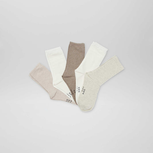 Lot de 5 paires de chaussettes Beige/blanc