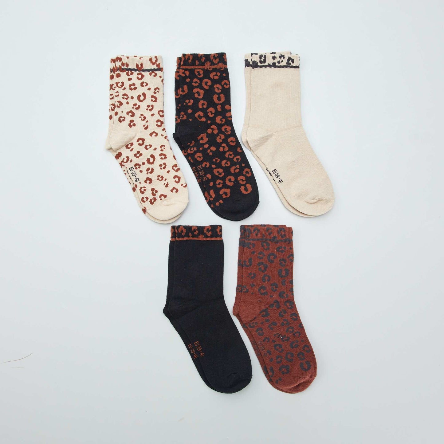 Lot de 5 paires de chaussettes fantaisies Marron