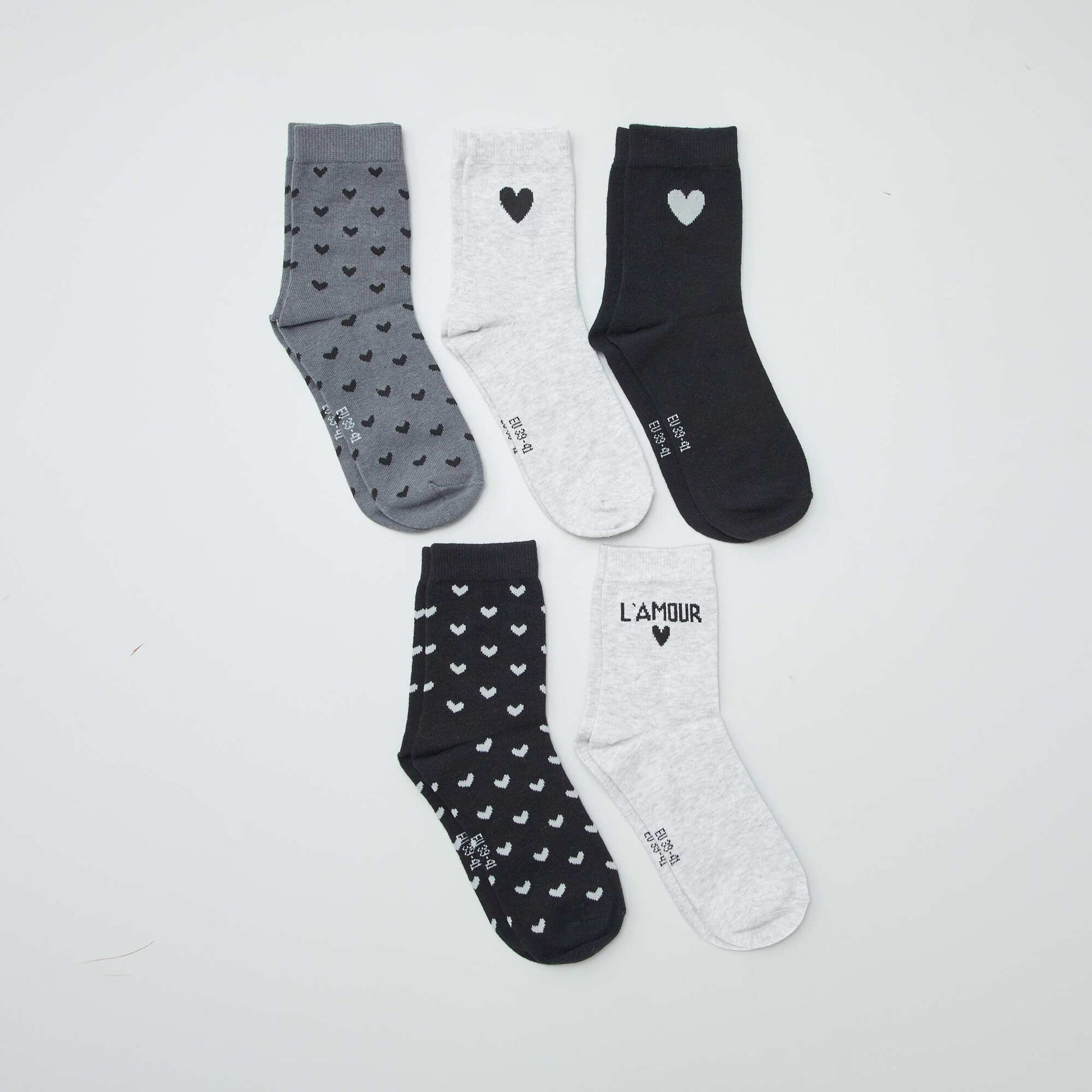 Lot de 5 paires de chaussettes fantaisies NOIR