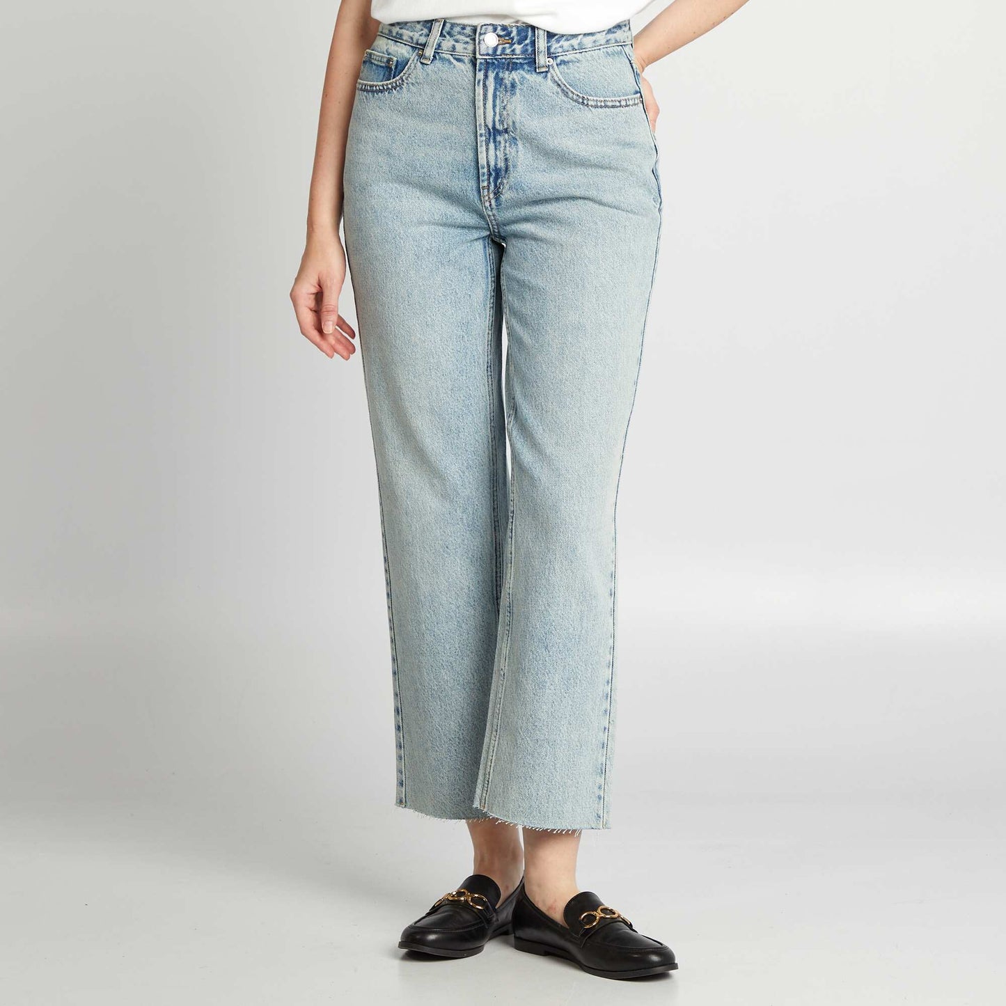 Jean straight en coton Bleu