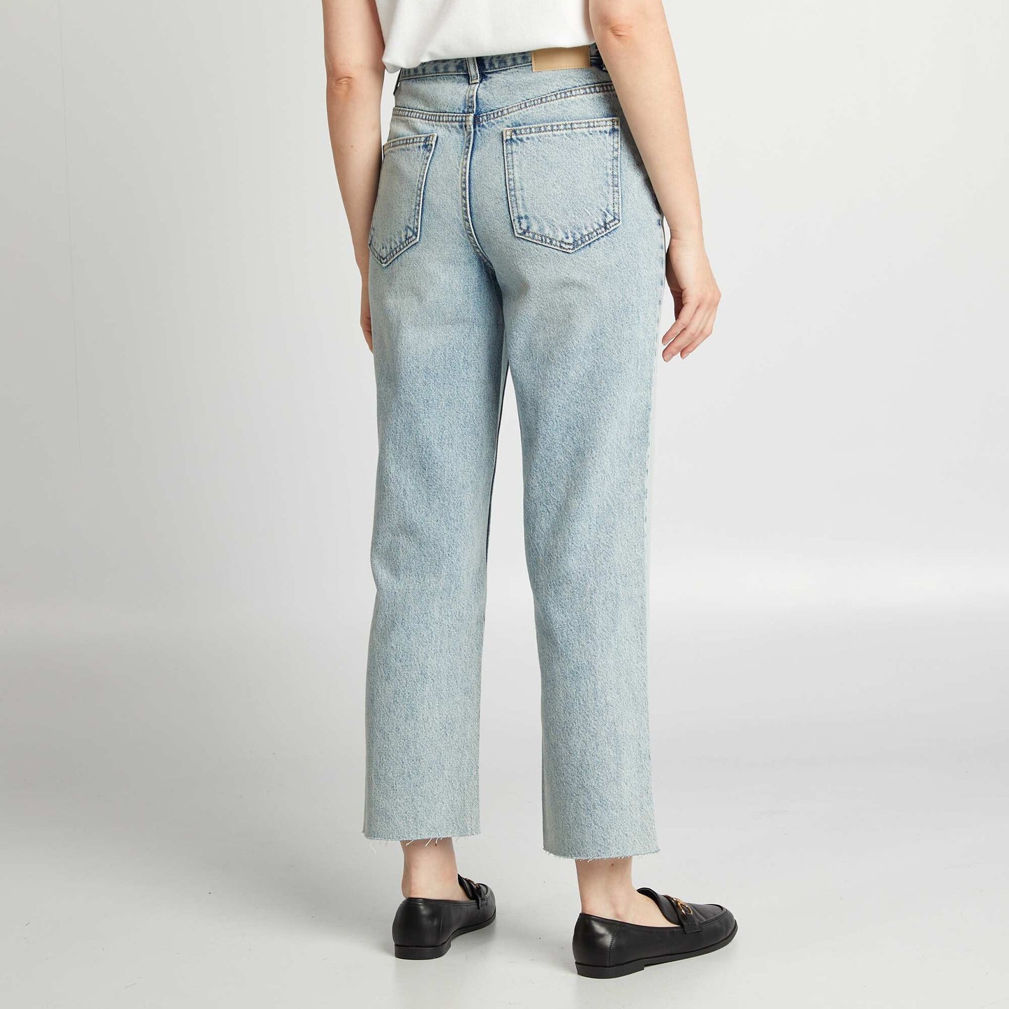 Jean straight en coton Bleu