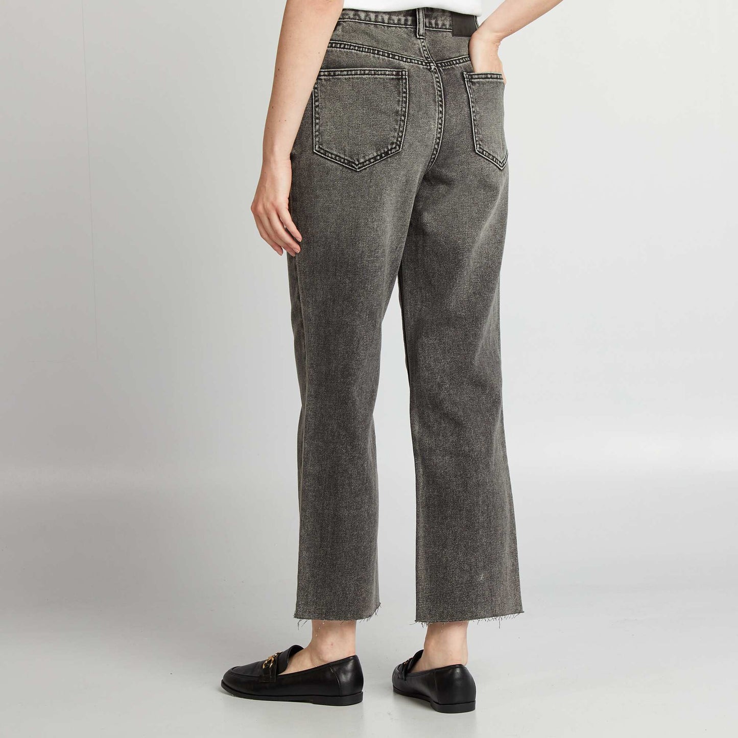 Jean straight en coton Gris