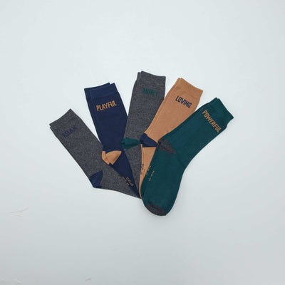 Chaussettes hautes en maille - Lot de 5 Gris/beige/bleu/vert