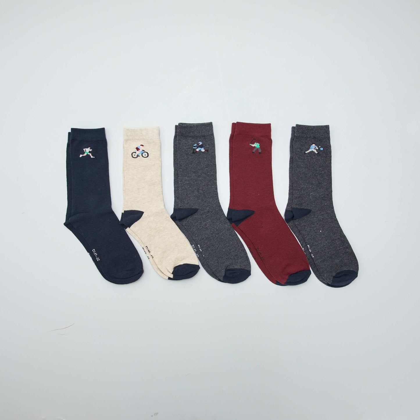 Chaussettes hautes en maille - Lot de 5 Gris/beige/bleu/rouge