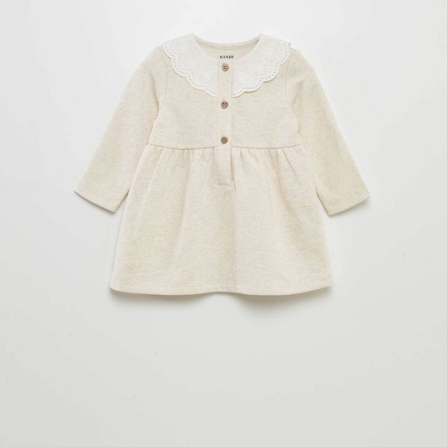 Robe avec col brod Beige