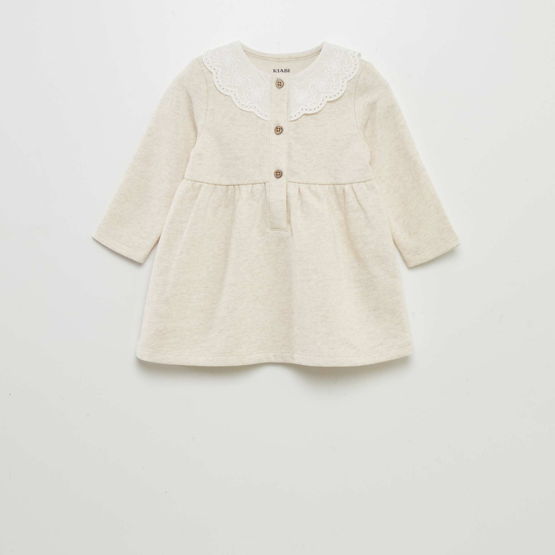 Robe avec col brod Beige