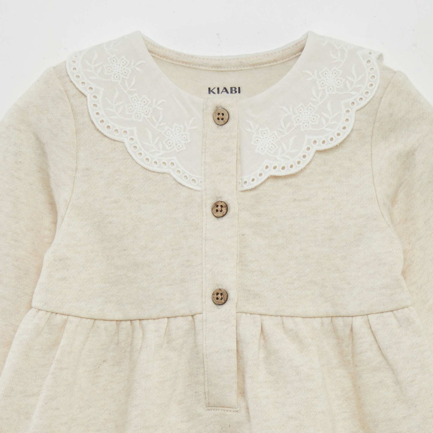 Robe avec col brod Beige
