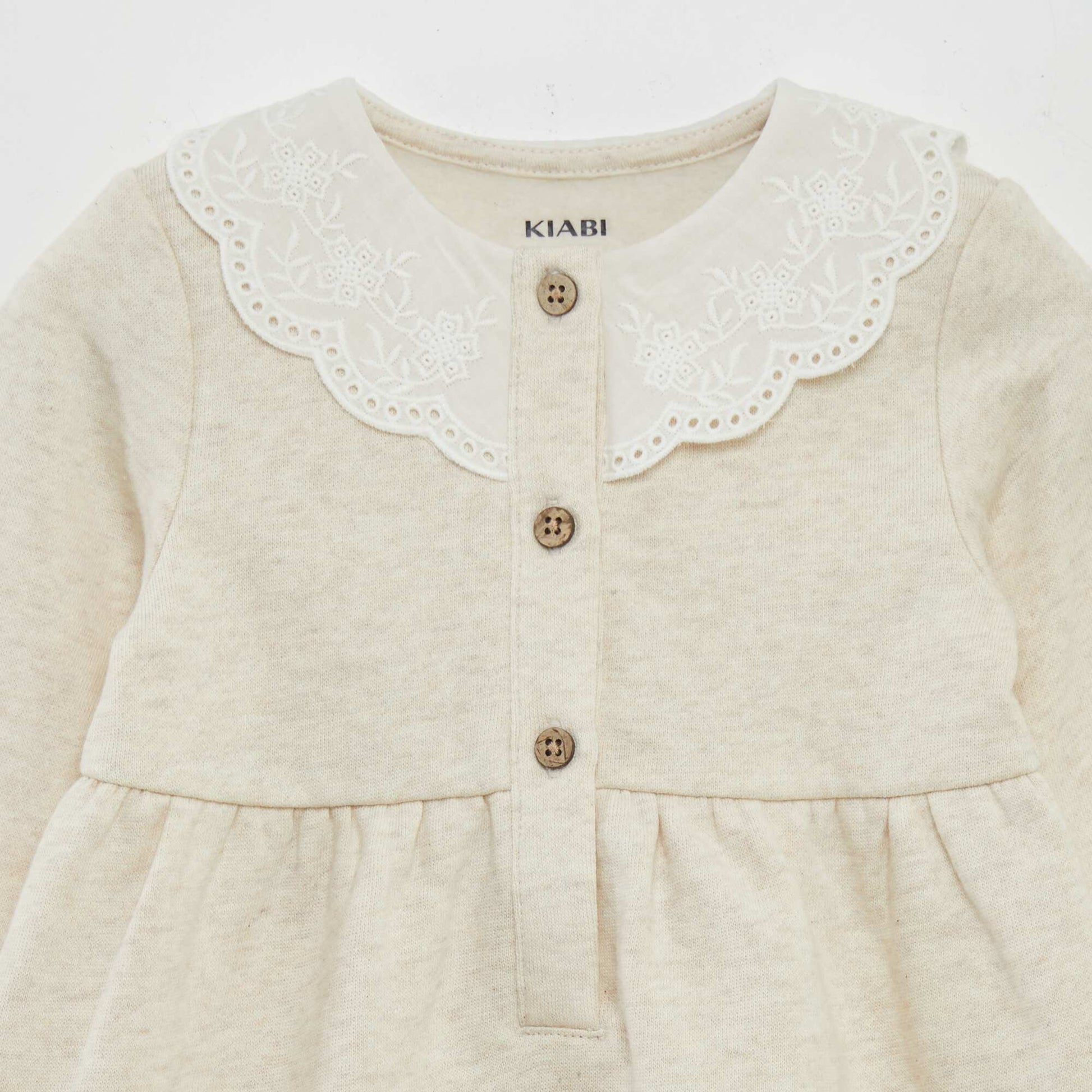 Robe avec col brod Beige