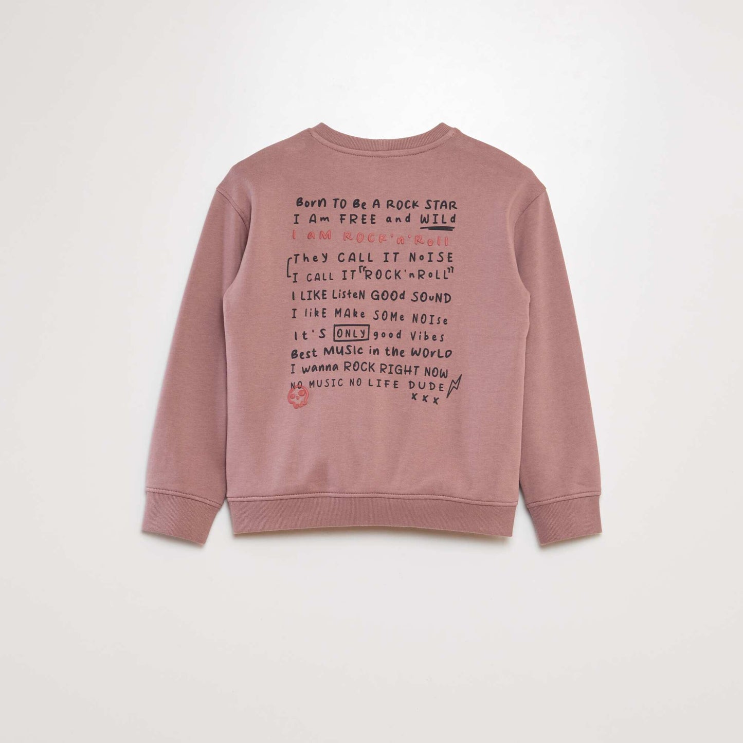 Sweat   col rond imprim  fantaisie Rose