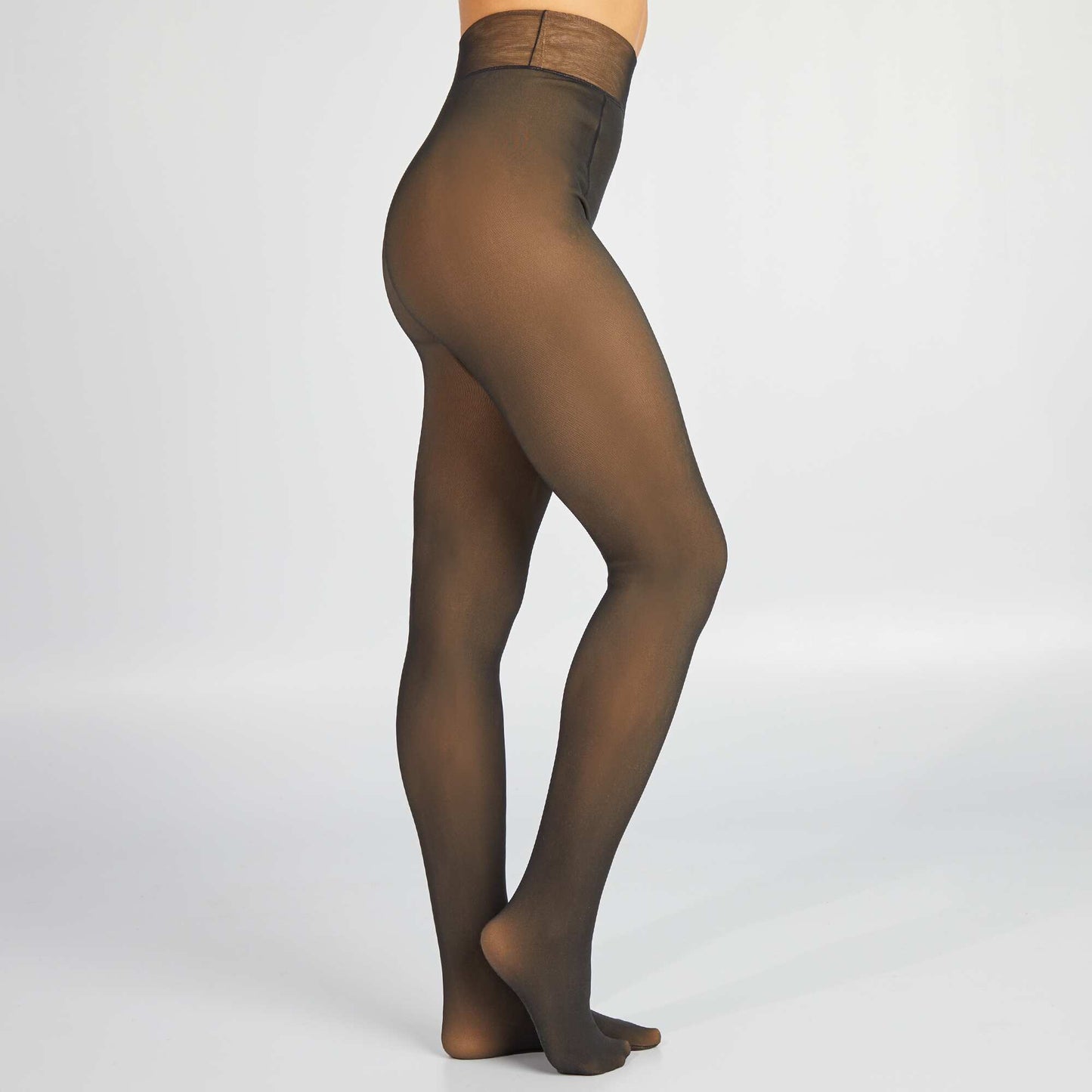 Collants avec doublure polaire - effet chair noir