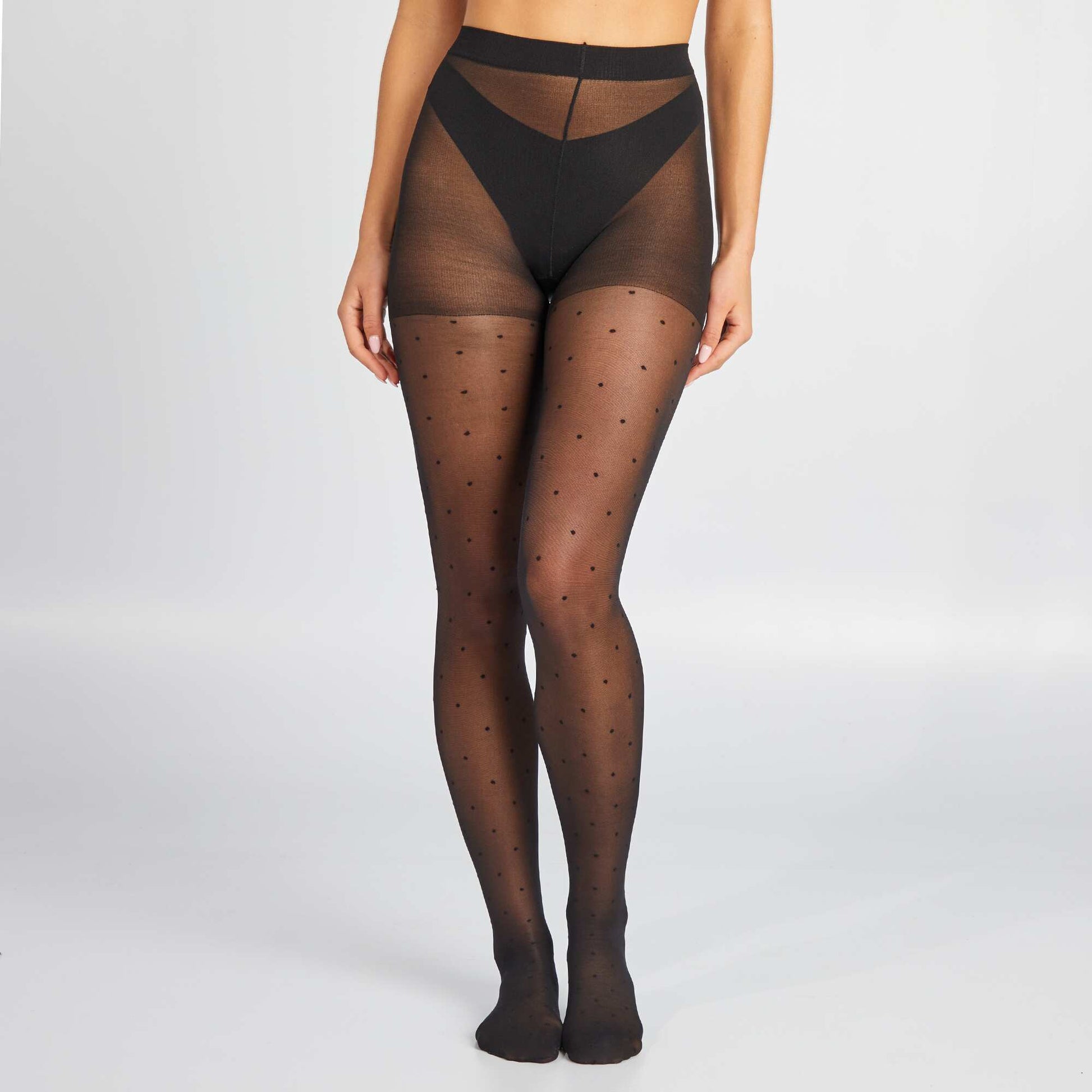 Collants plumetis pois - 30D noir