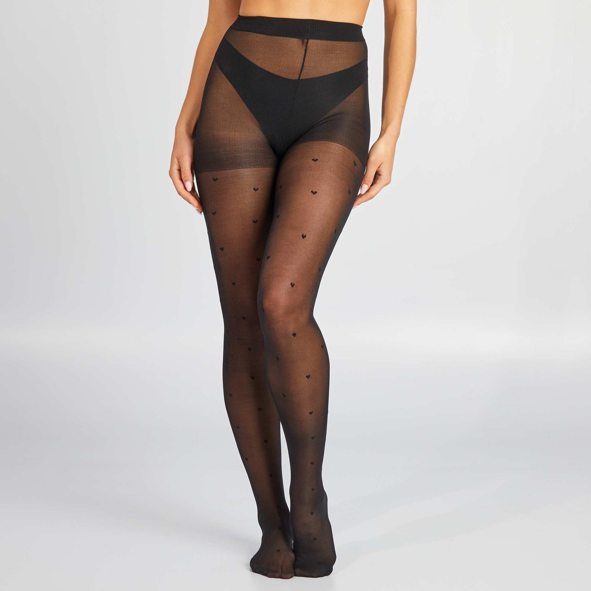 Collants plumetis c ur noir