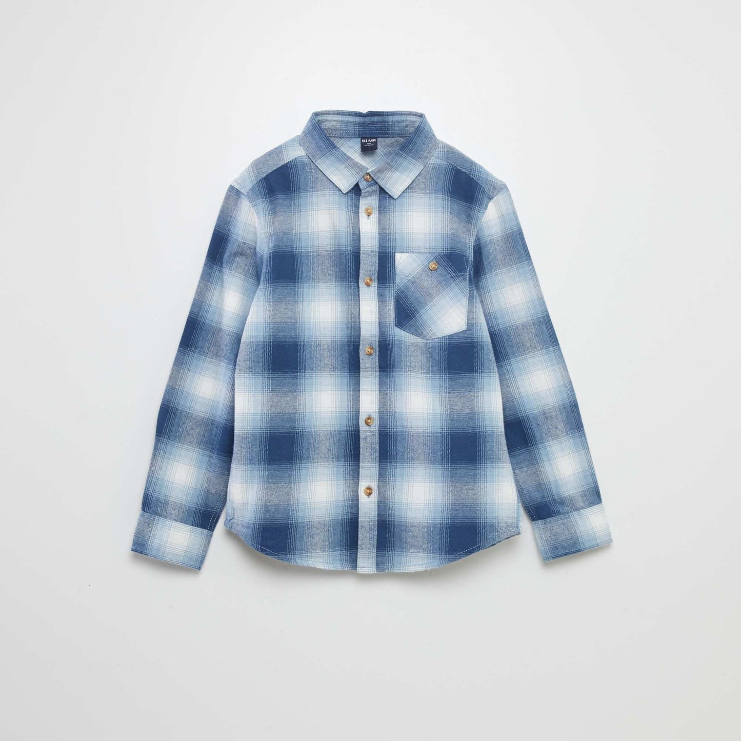 Chemise droite en flanelle Bleu