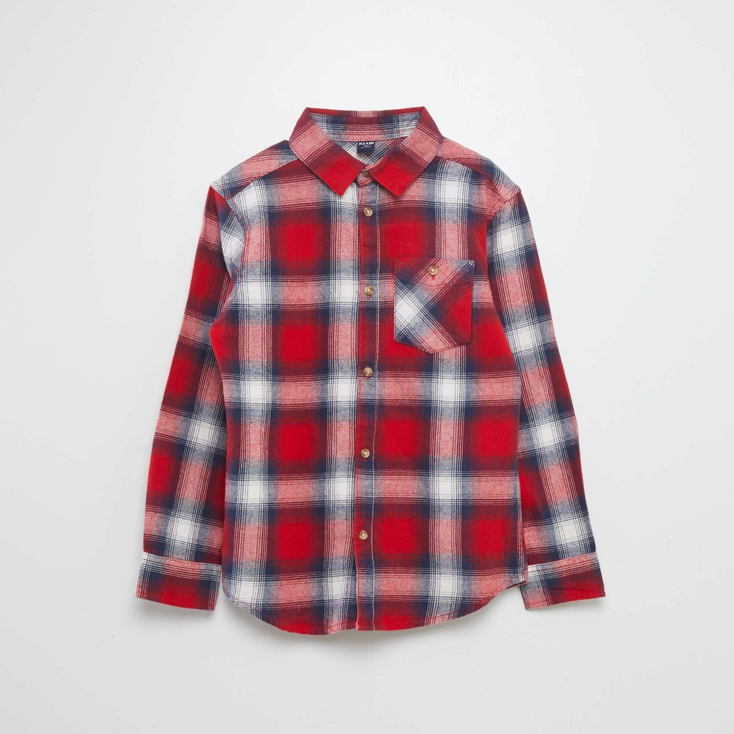 Chemise droite en flanelle Rouge