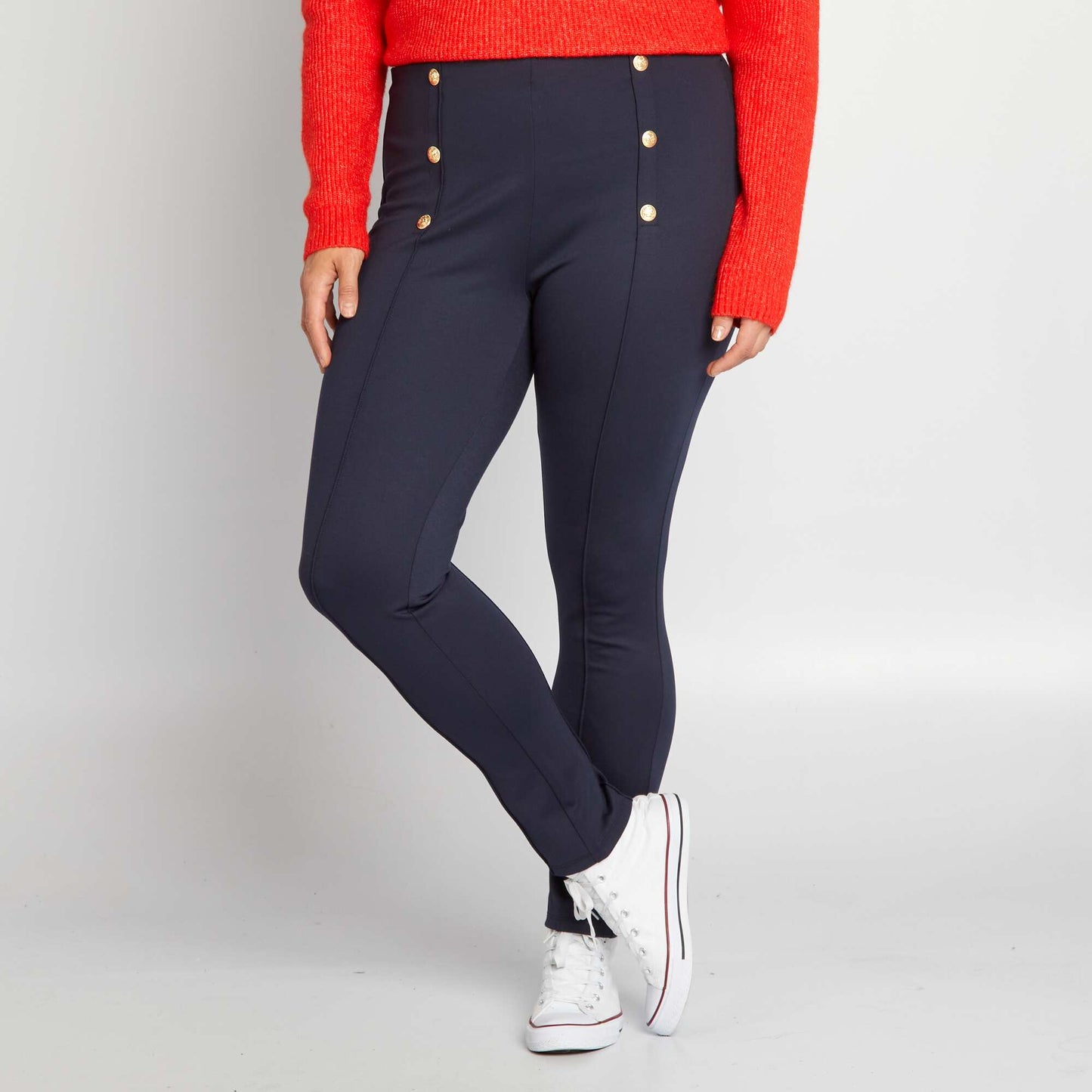 Pantalon legging avec boutons dor s Bleu