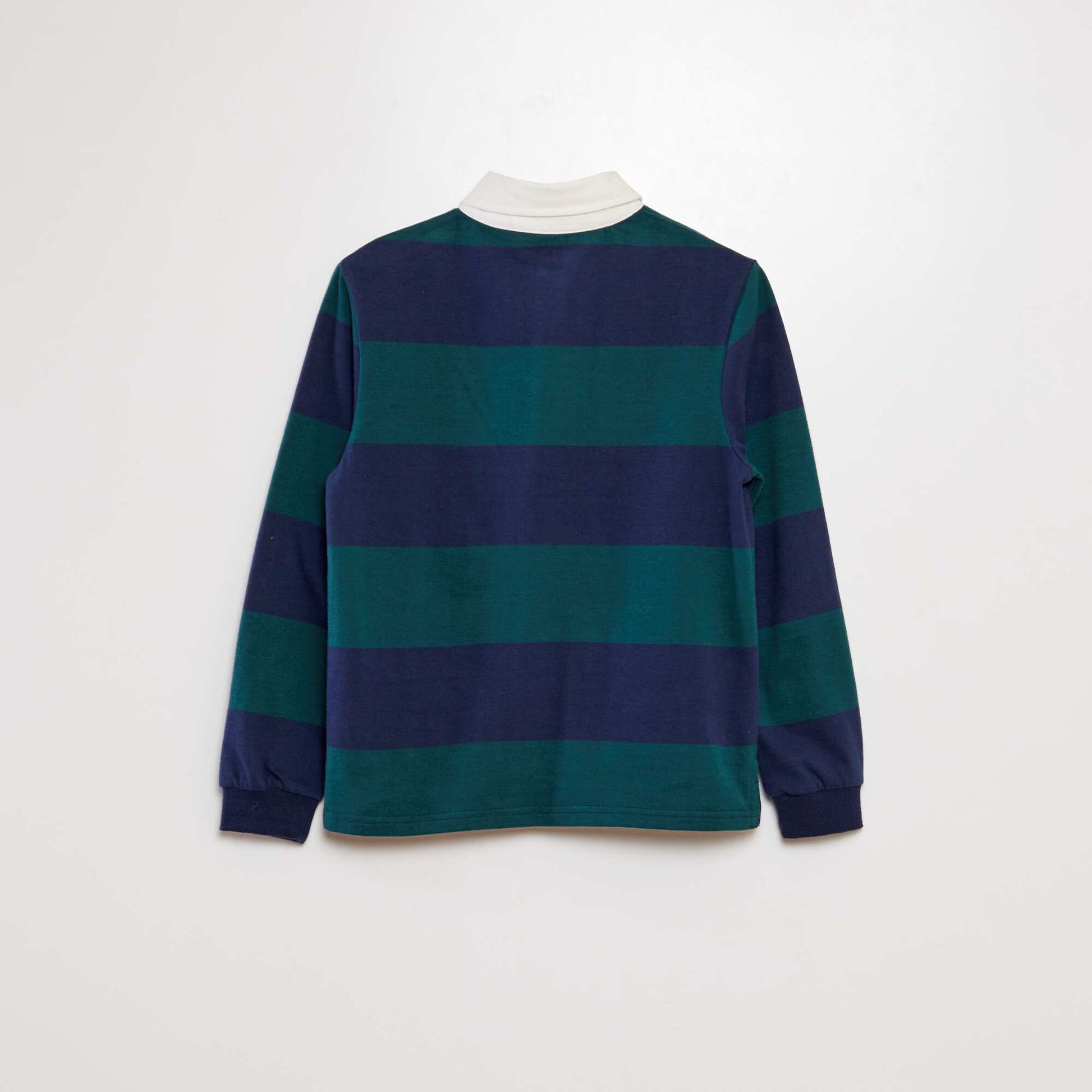 Polo en jersey manches longues Vert/bleu marine