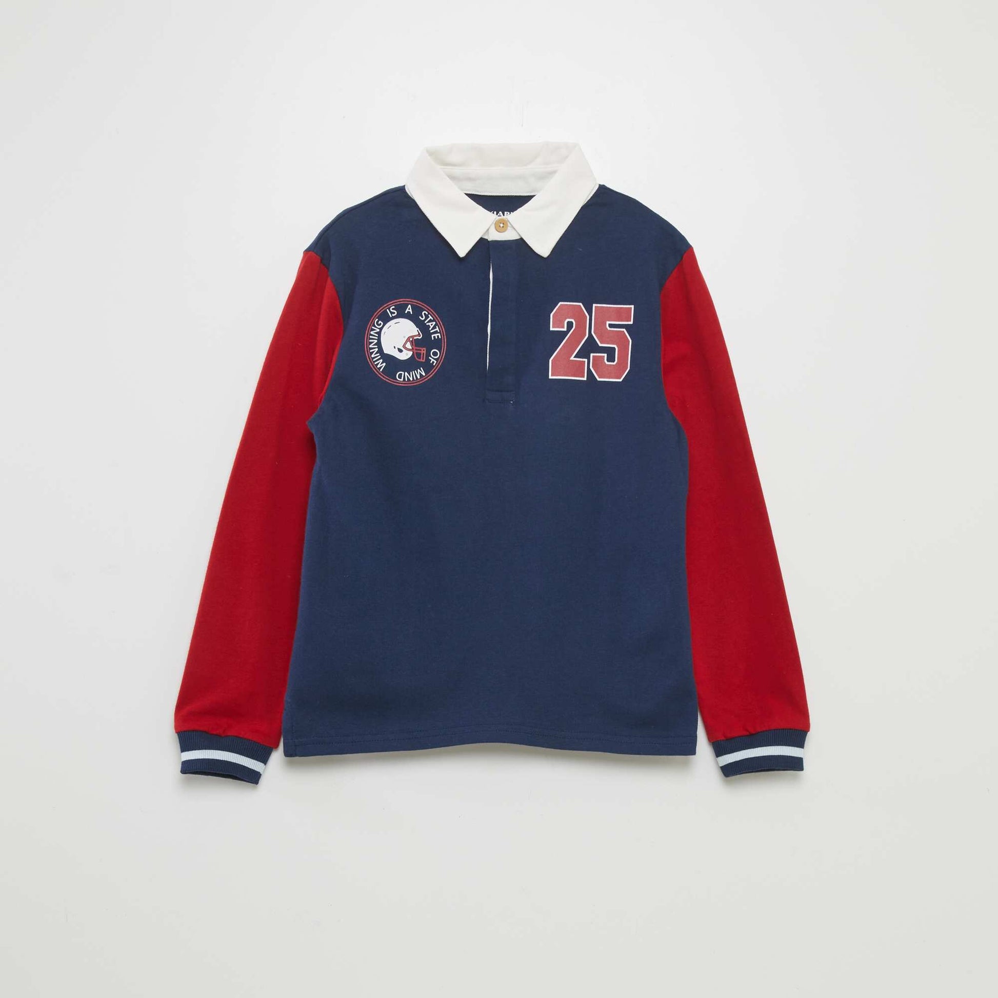 Polo en jersey manches longues Bleu rouge