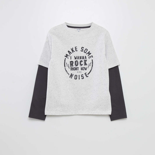 T-shirt doubles manches en jersey Gris