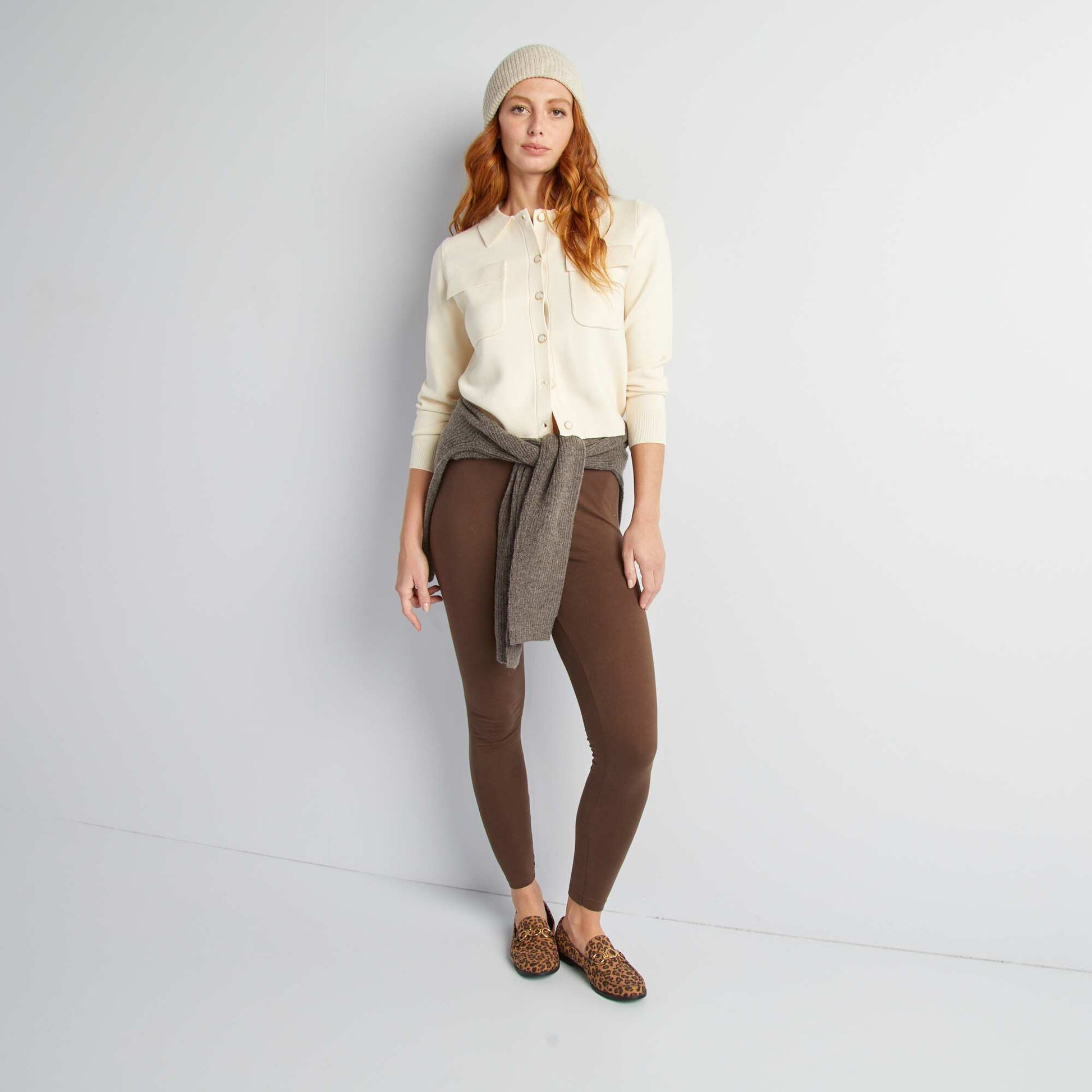 Gilet boutonn en maille avec col polo Blanc