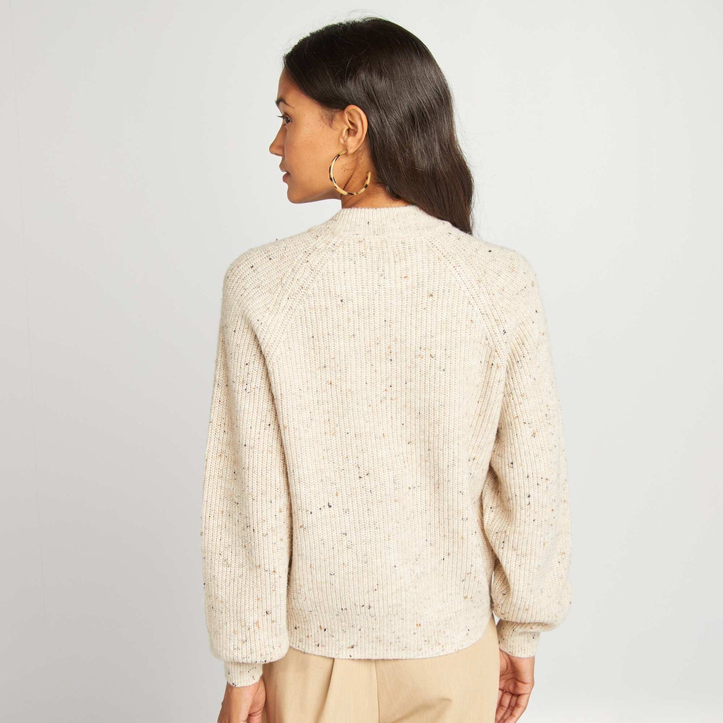 Gilet en maille grosse jauge Beige