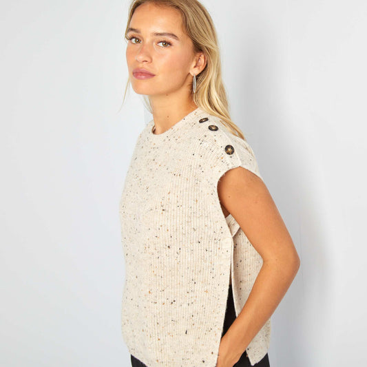 Pull sans manches Beige