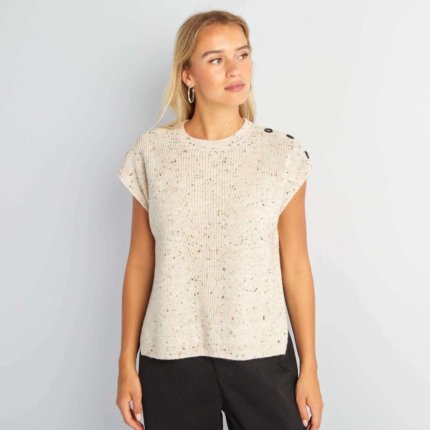 Pull sans manches Beige