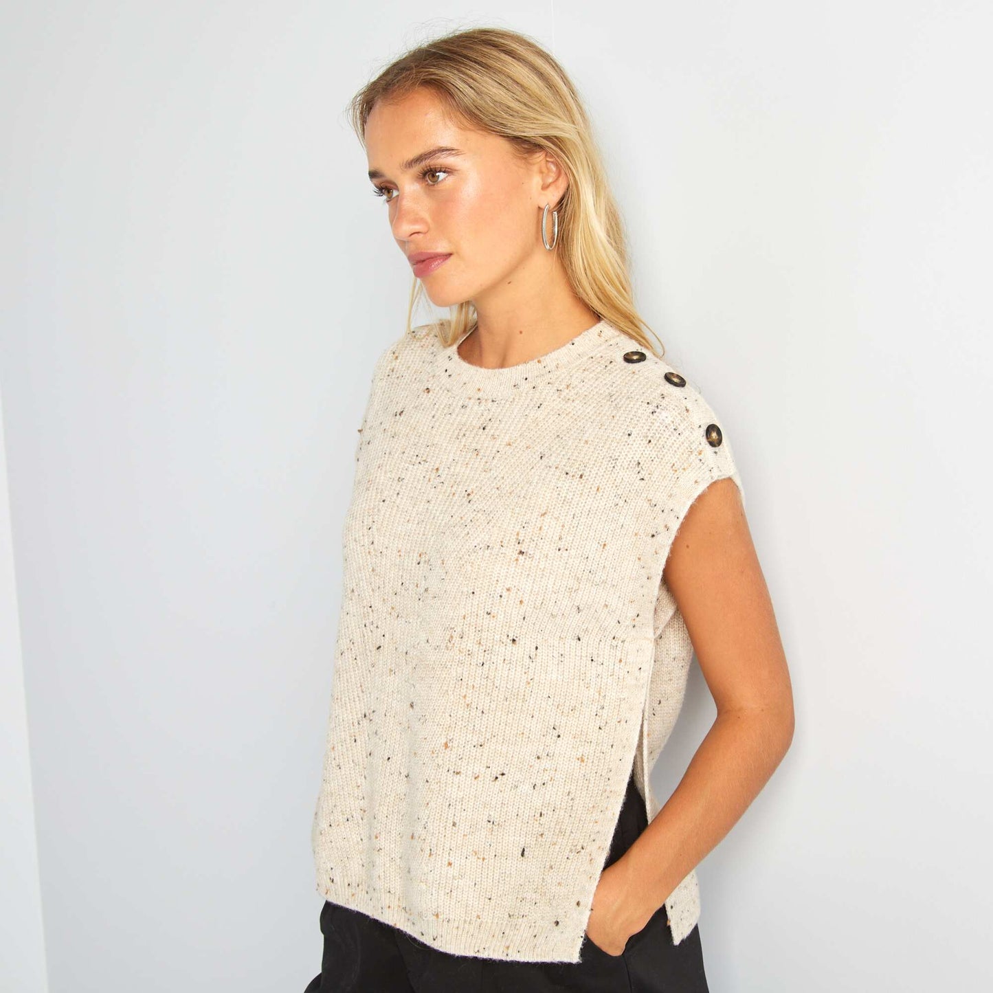 Pull sans manches Beige