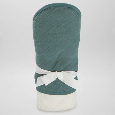 Cape de bain en ponge et gaze de coton Vert