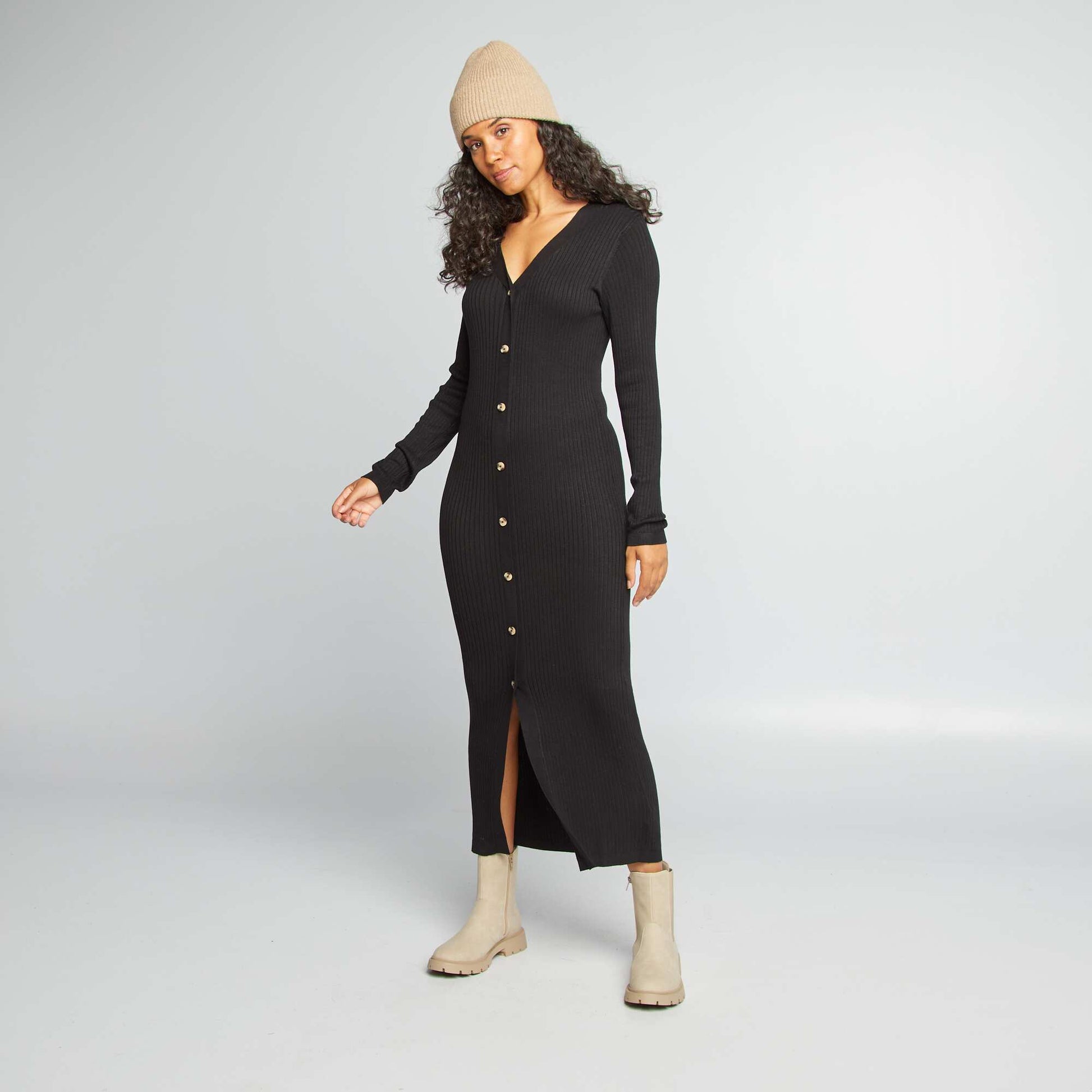 Robe longue fuseau c tel e noir