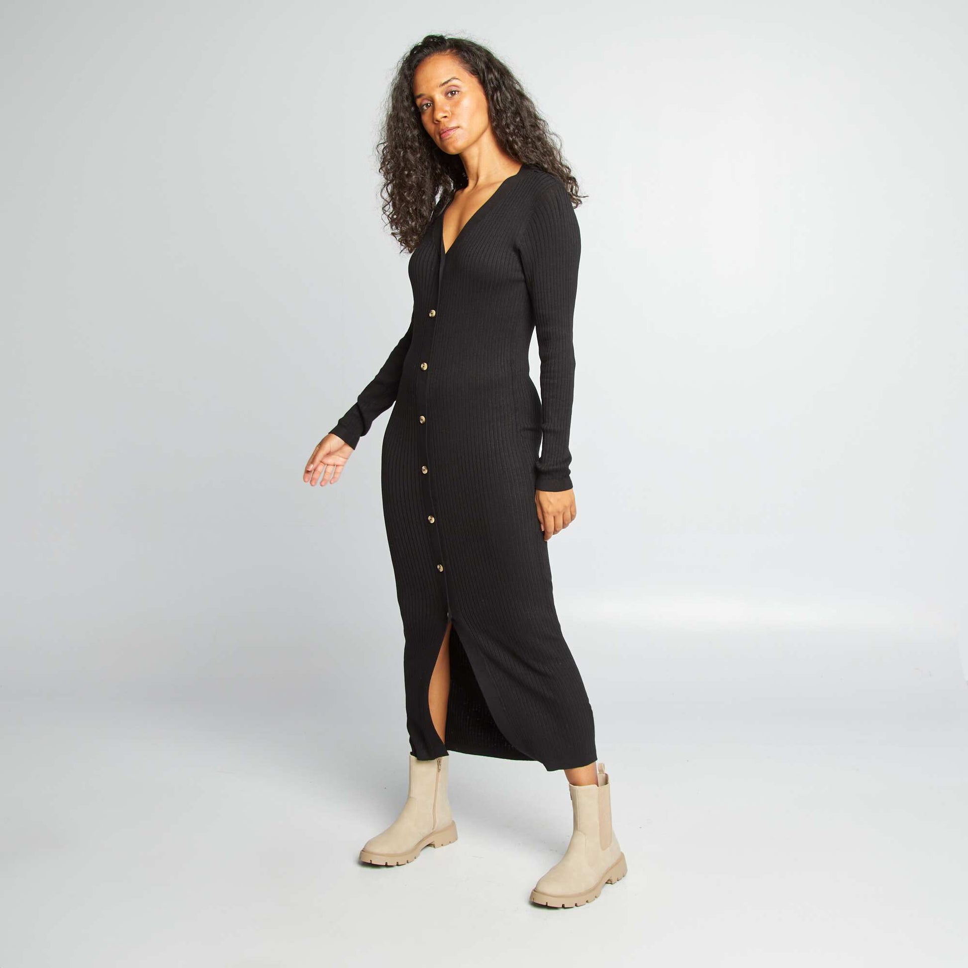 Robe longue fuseau c tel e noir