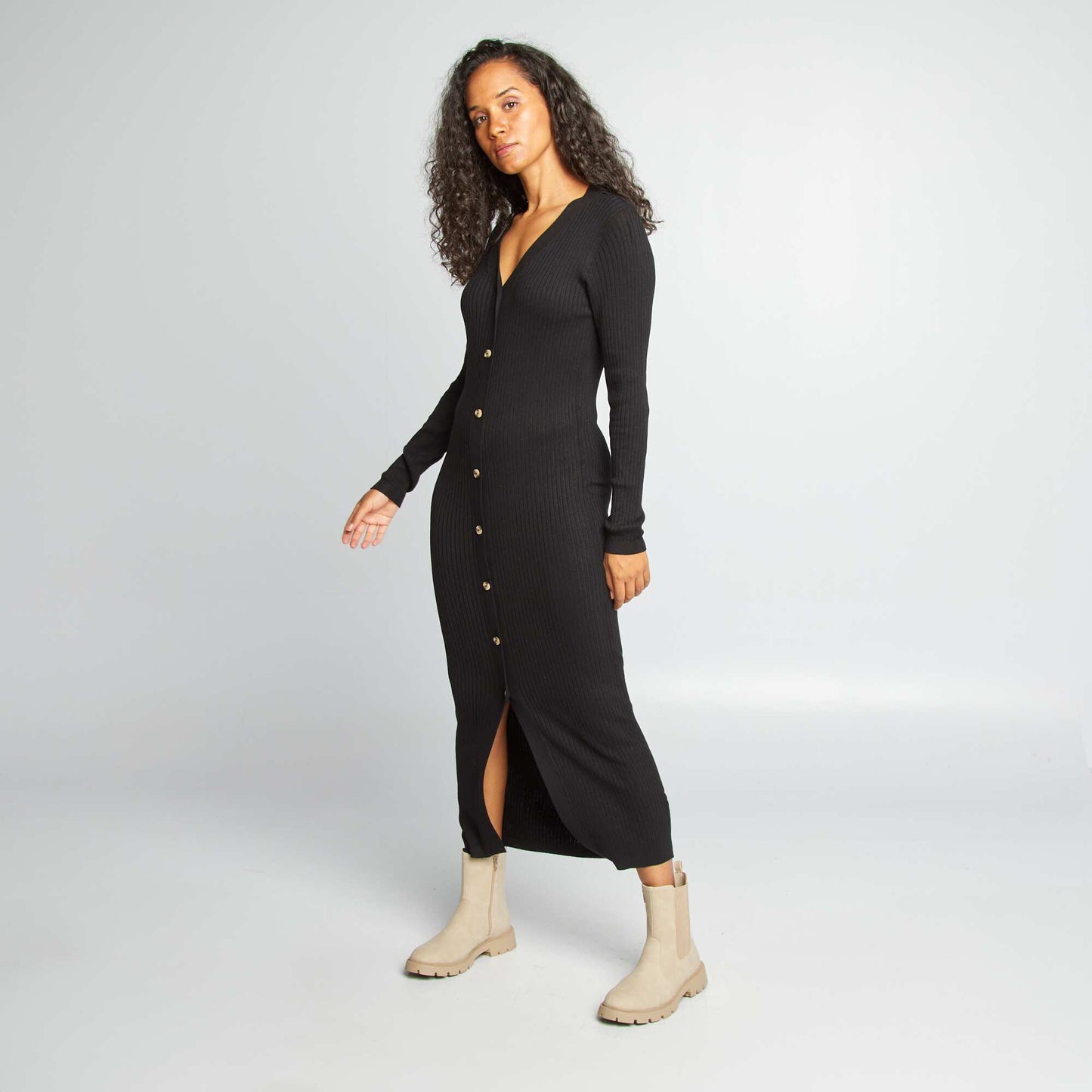 Robe longue fuseau c tel e noir