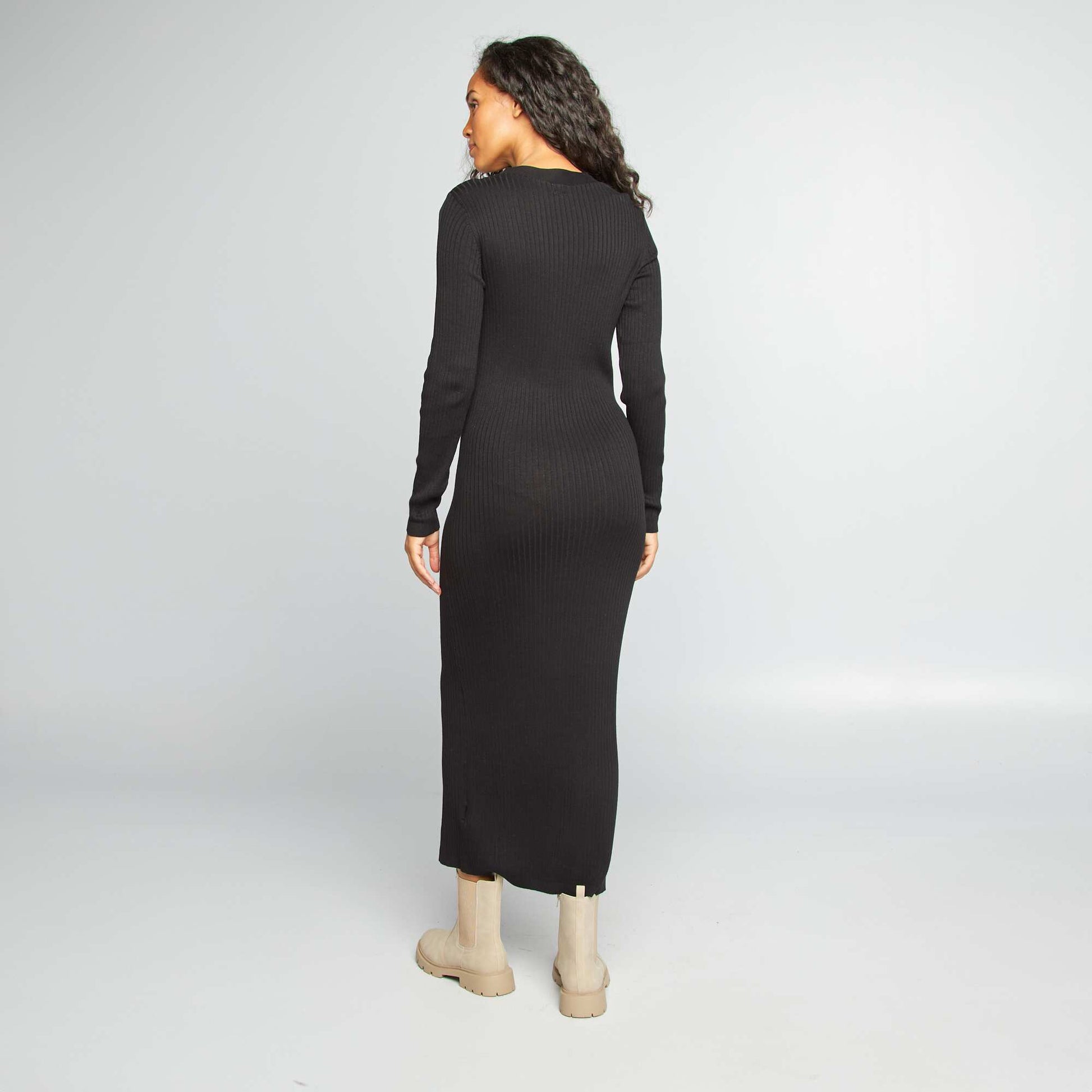 Robe longue fuseau c tel e noir