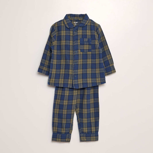 Ensemble pyjama long en flanelle - 2 pièces Bleu