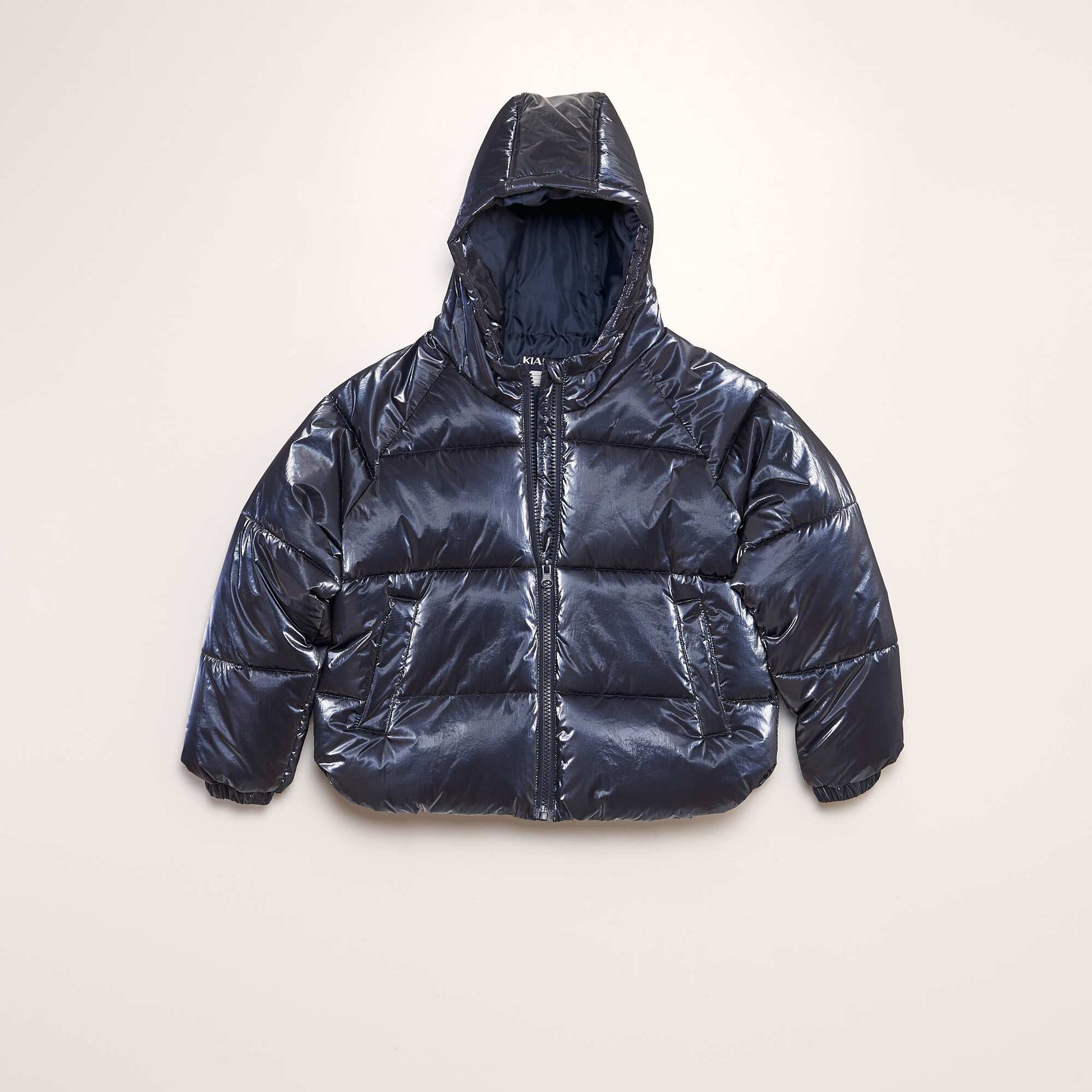 Doudoune capuche effet m tallique Bleu