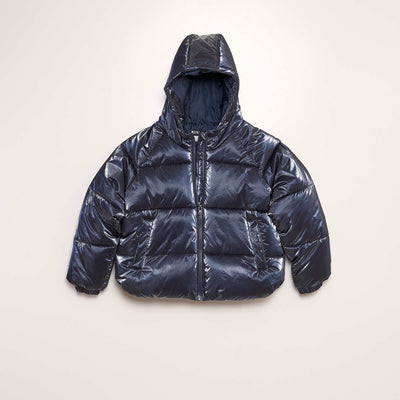 Doudoune capuche effet m tallique Bleu