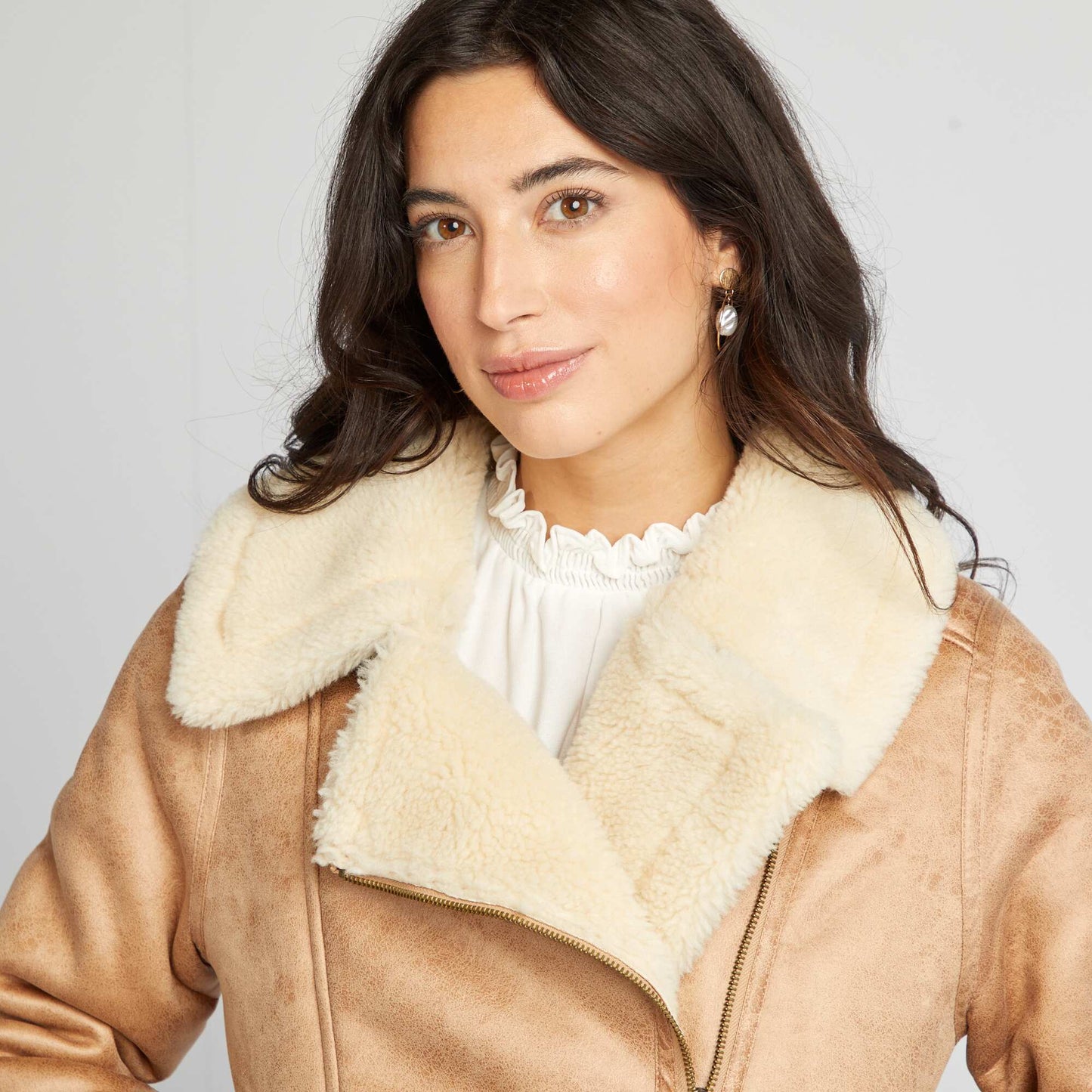 Blouson aviateur fourré Beige