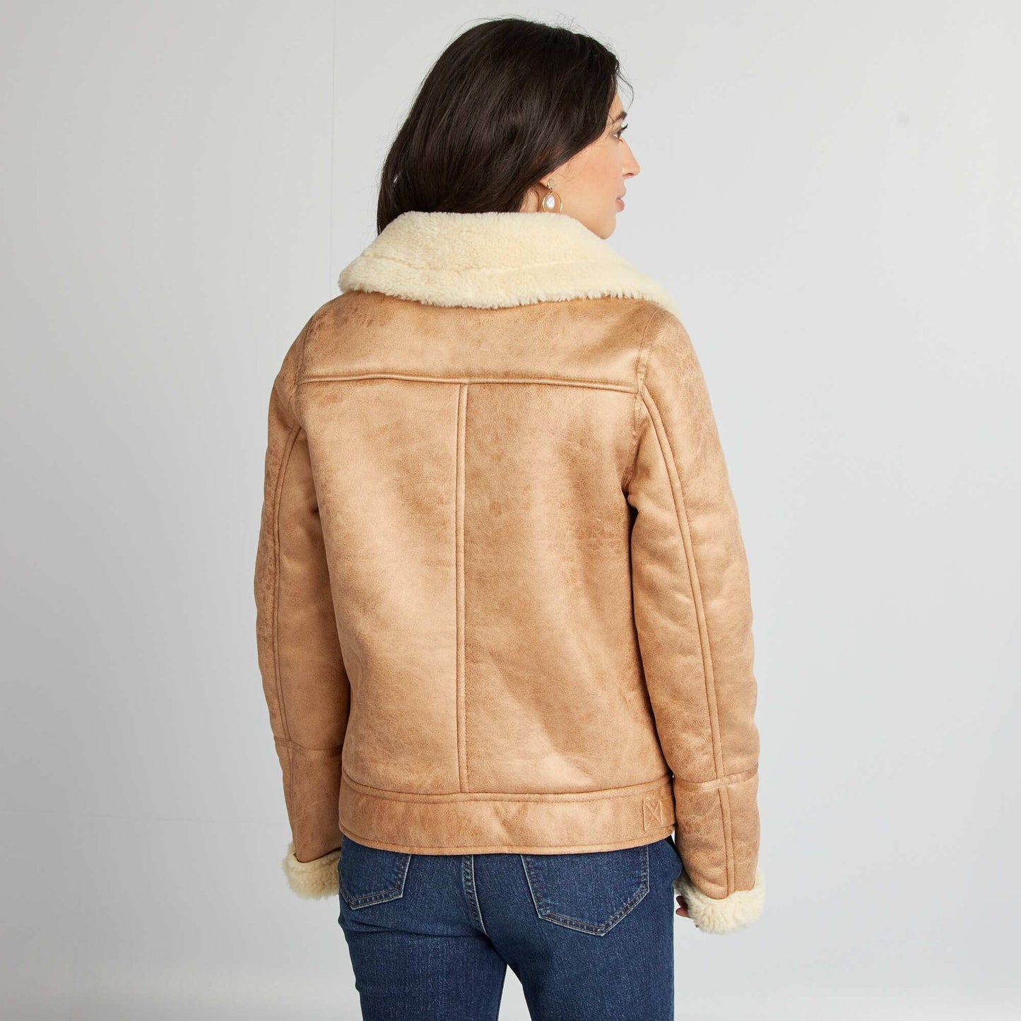 Blouson aviateur fourré Beige