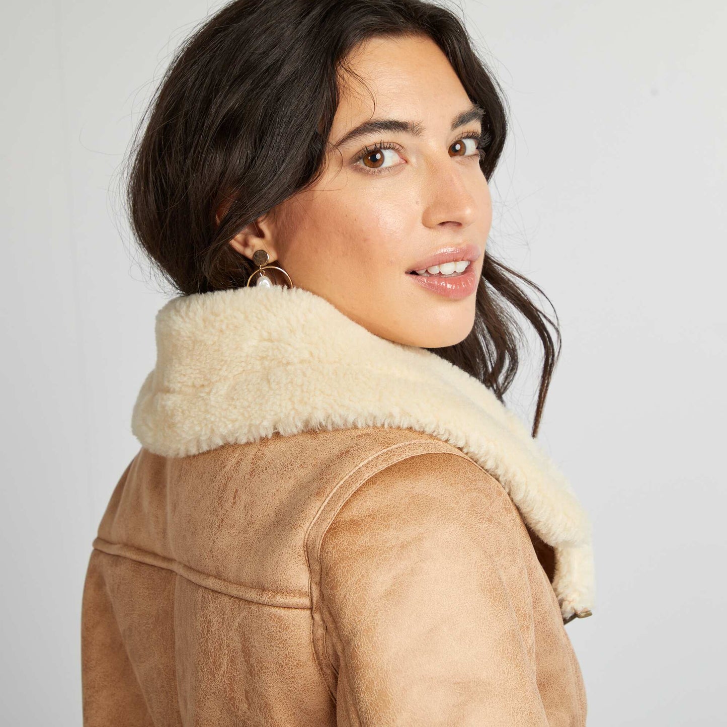 Blouson aviateur fourré Beige