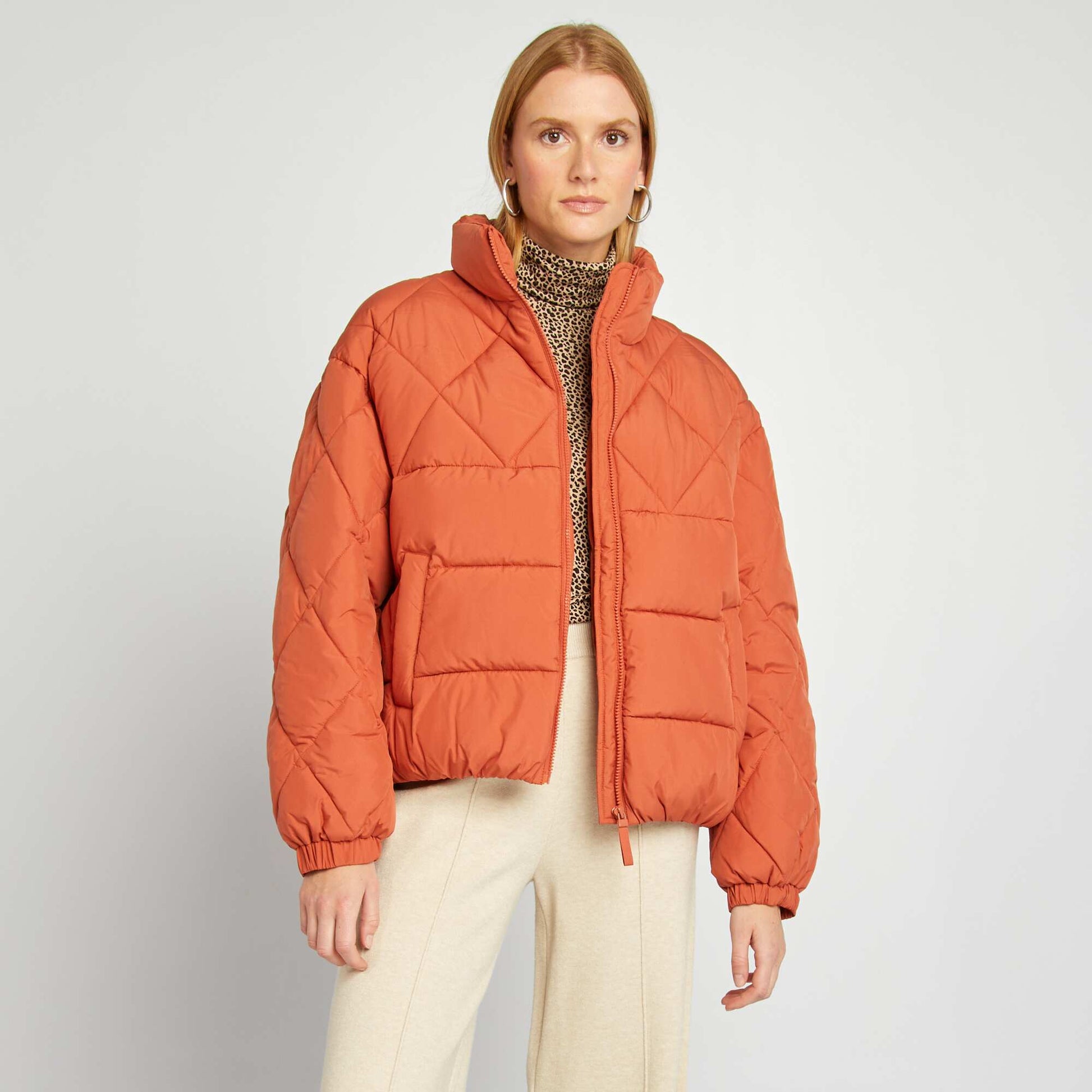 Doudoune quilt e forme oversize Orange