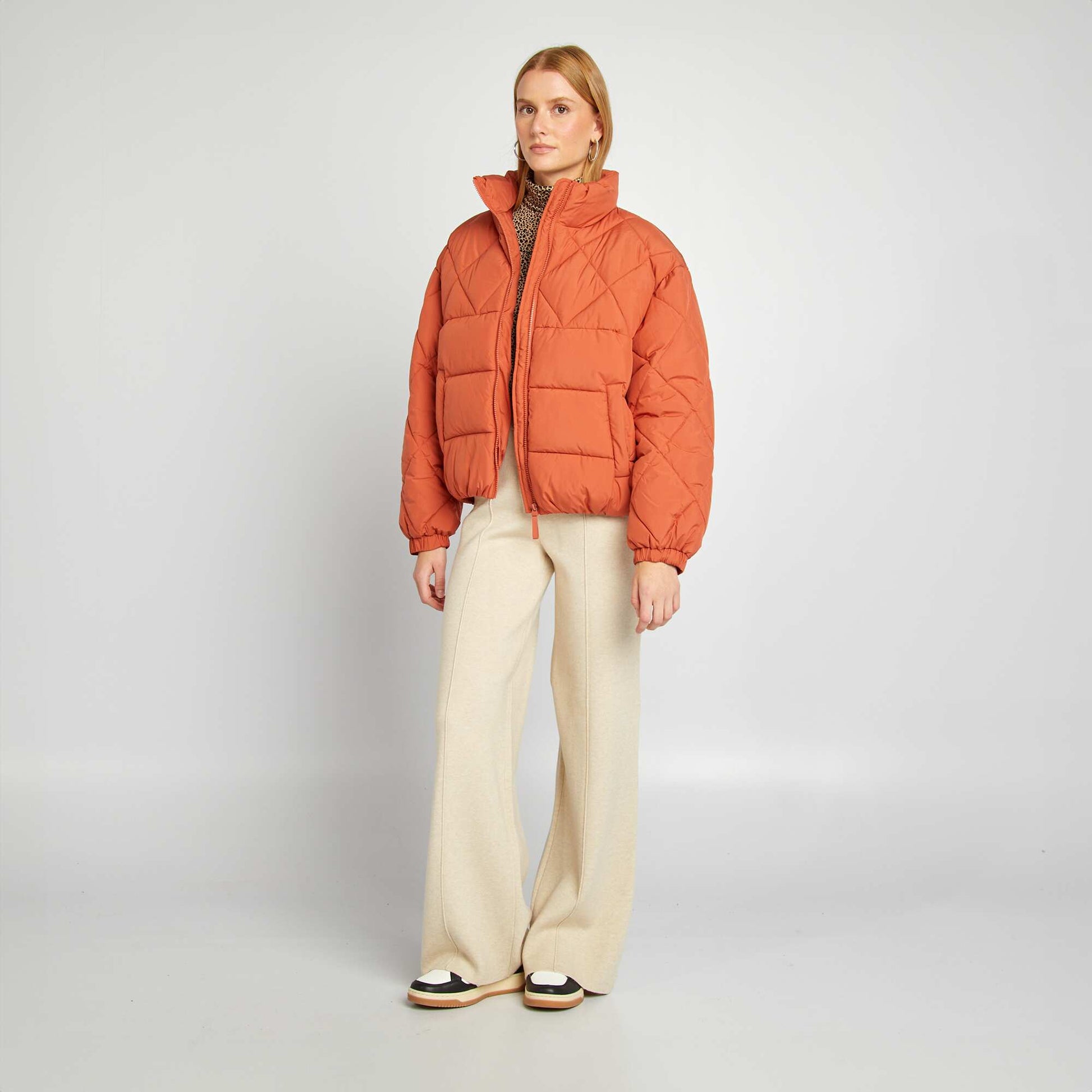 Doudoune quilt e forme oversize Orange