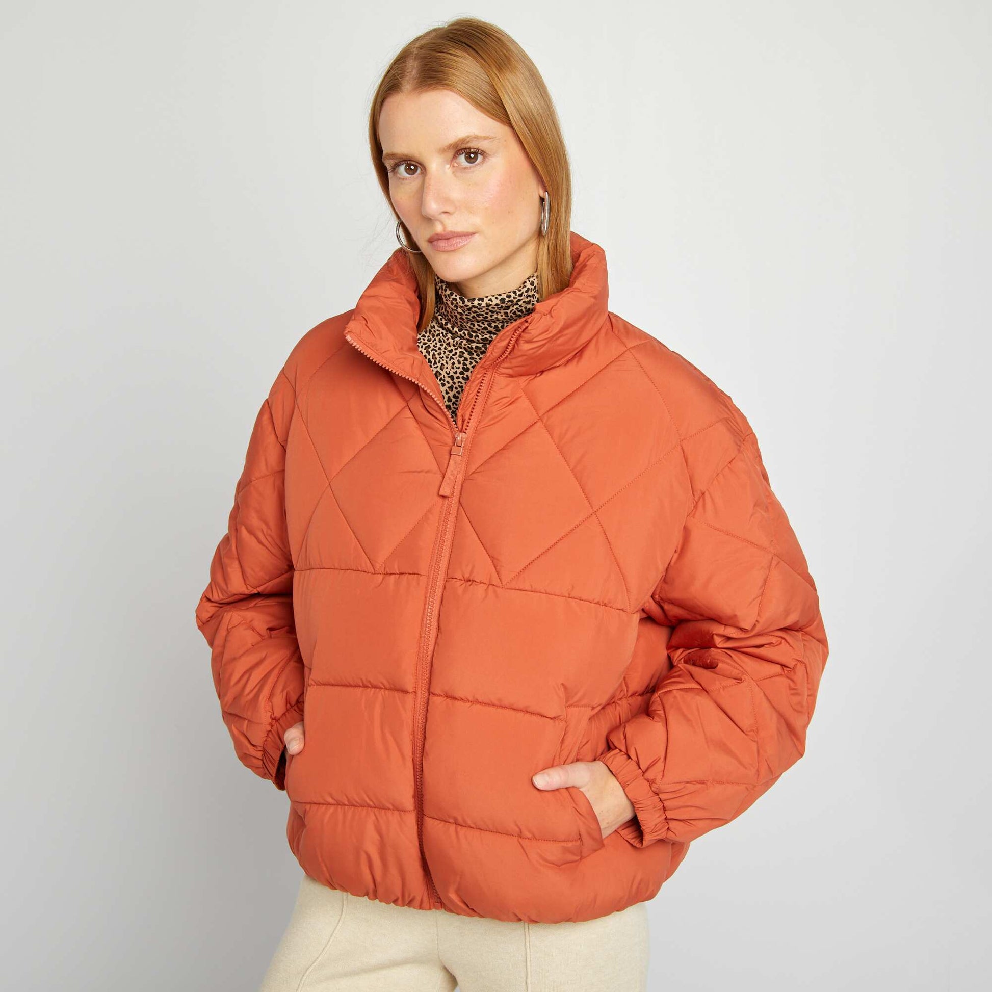 Doudoune quilt e forme oversize Orange