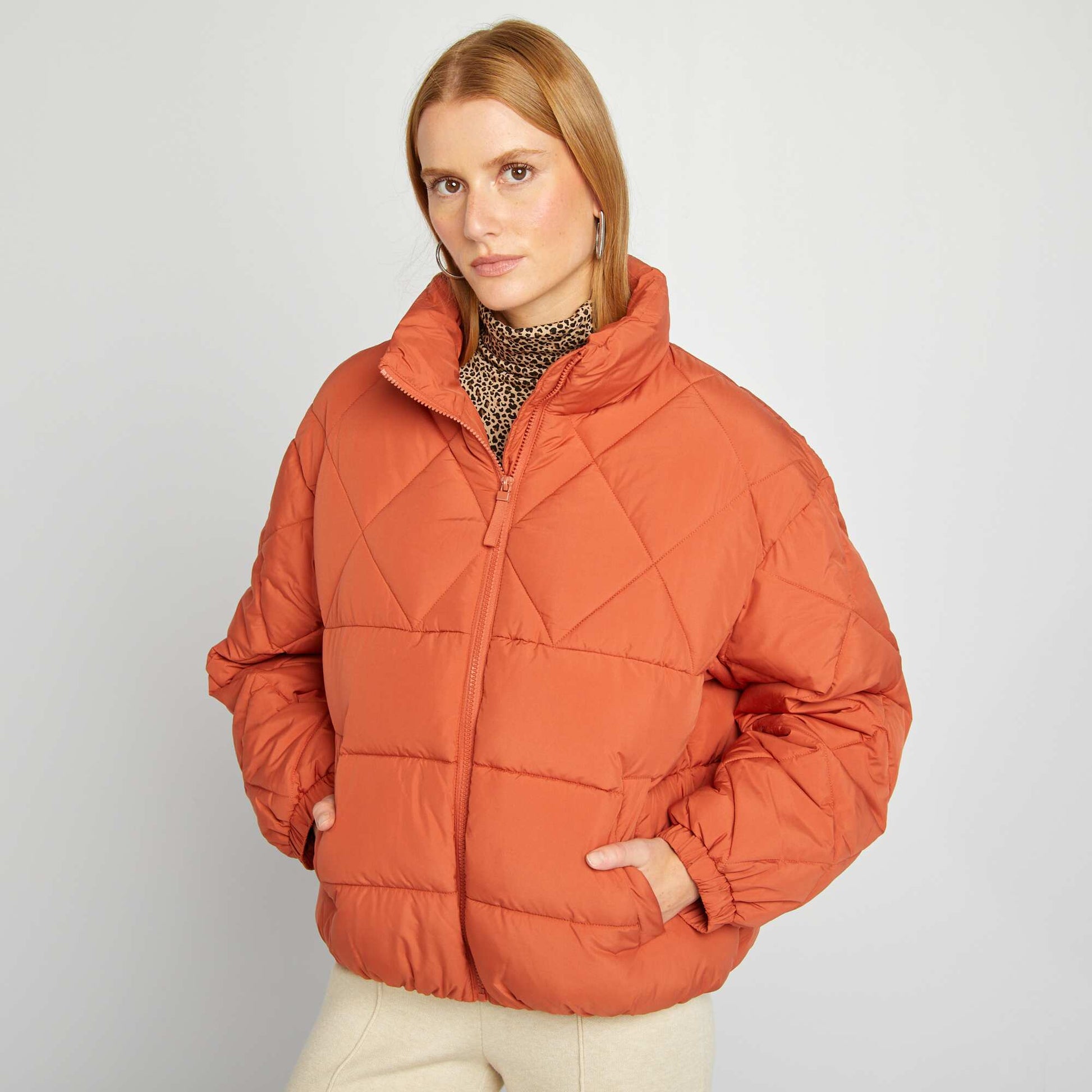 Doudoune quilt e forme oversize Orange