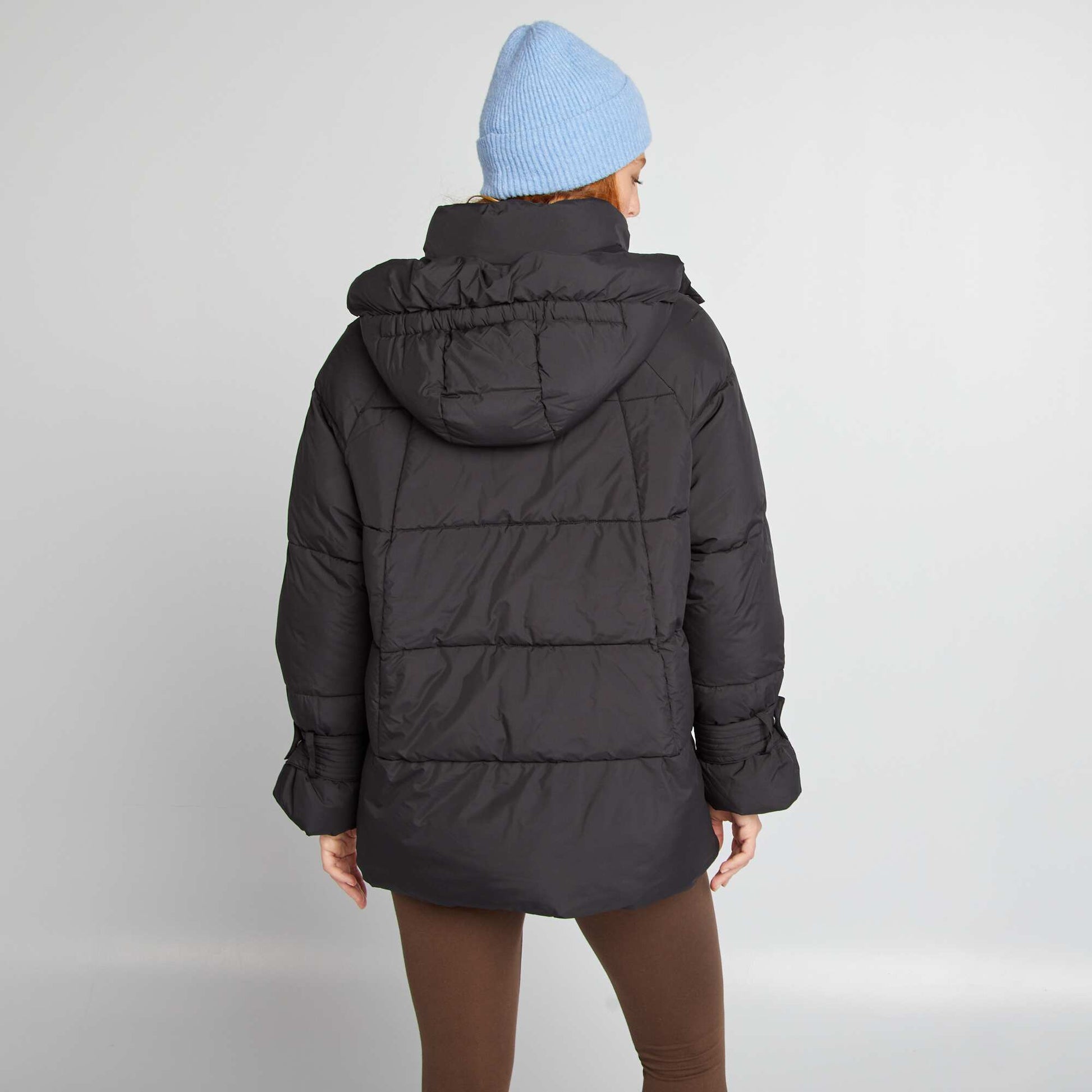 Doudoune mi-longue matelass e noir