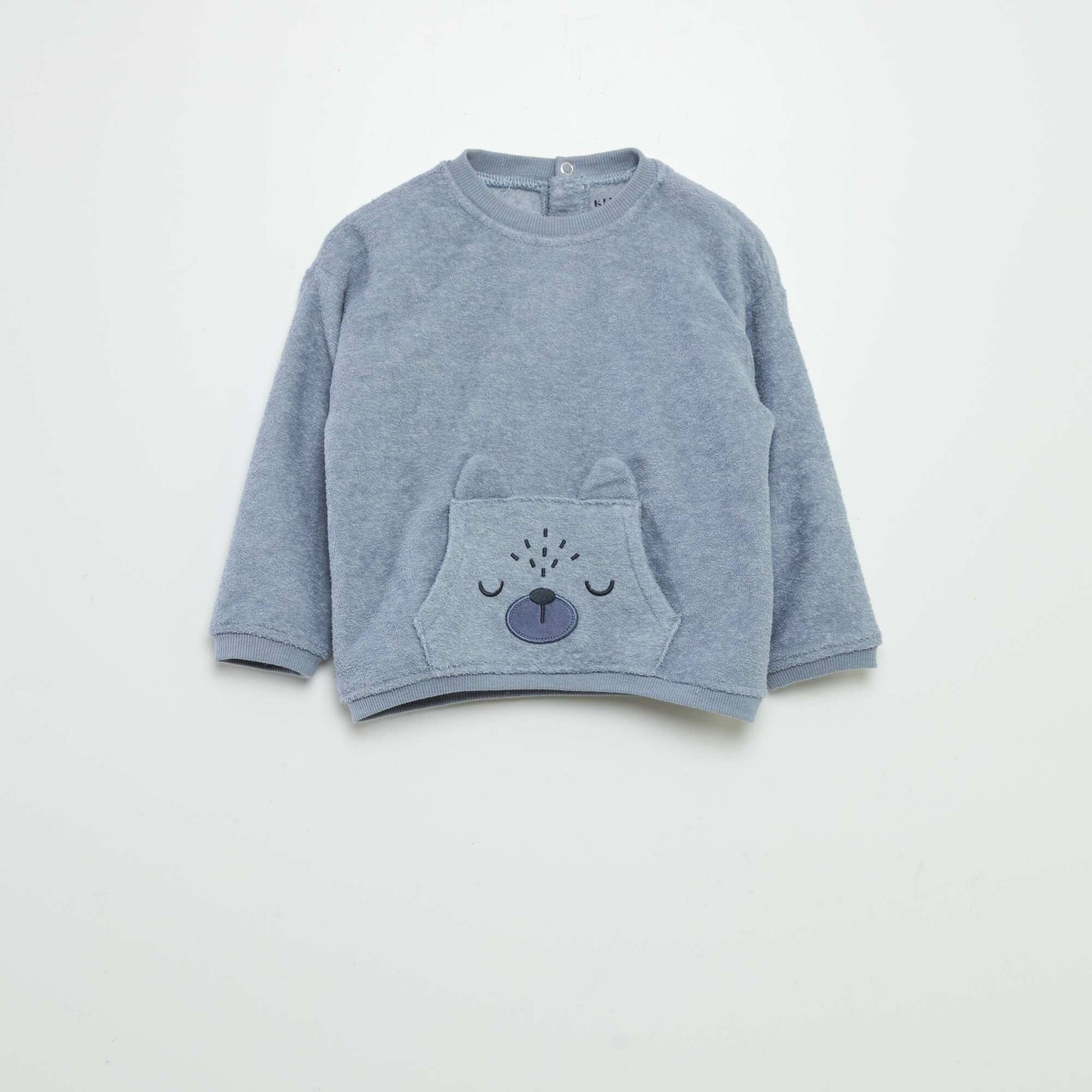 Pyjama long maille ponge 2 pi ces Bleu gris