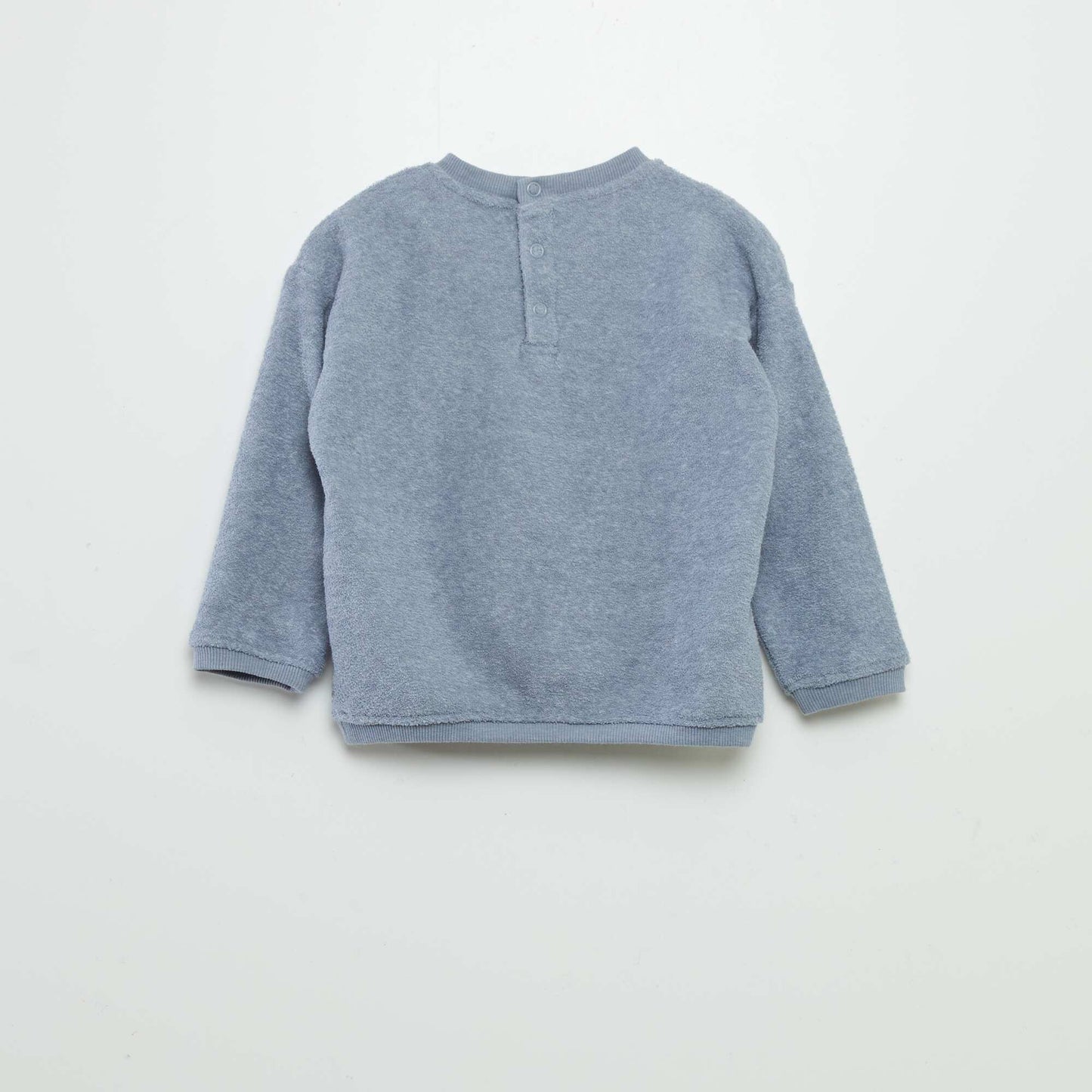 Pyjama long maille ponge 2 pi ces Bleu gris
