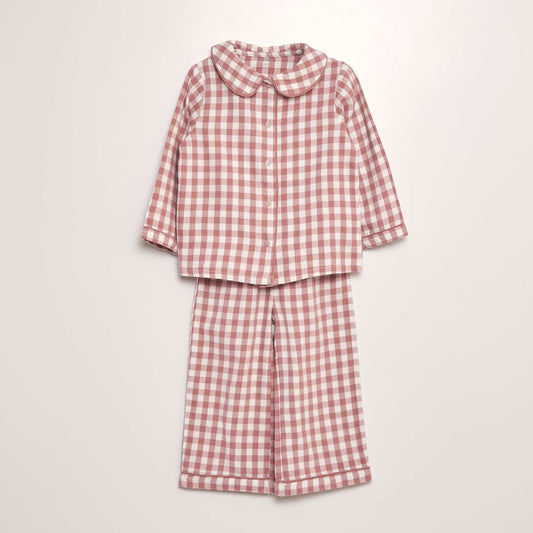 Ensemble pyjama long en flanelle - 2 pi ces Rose